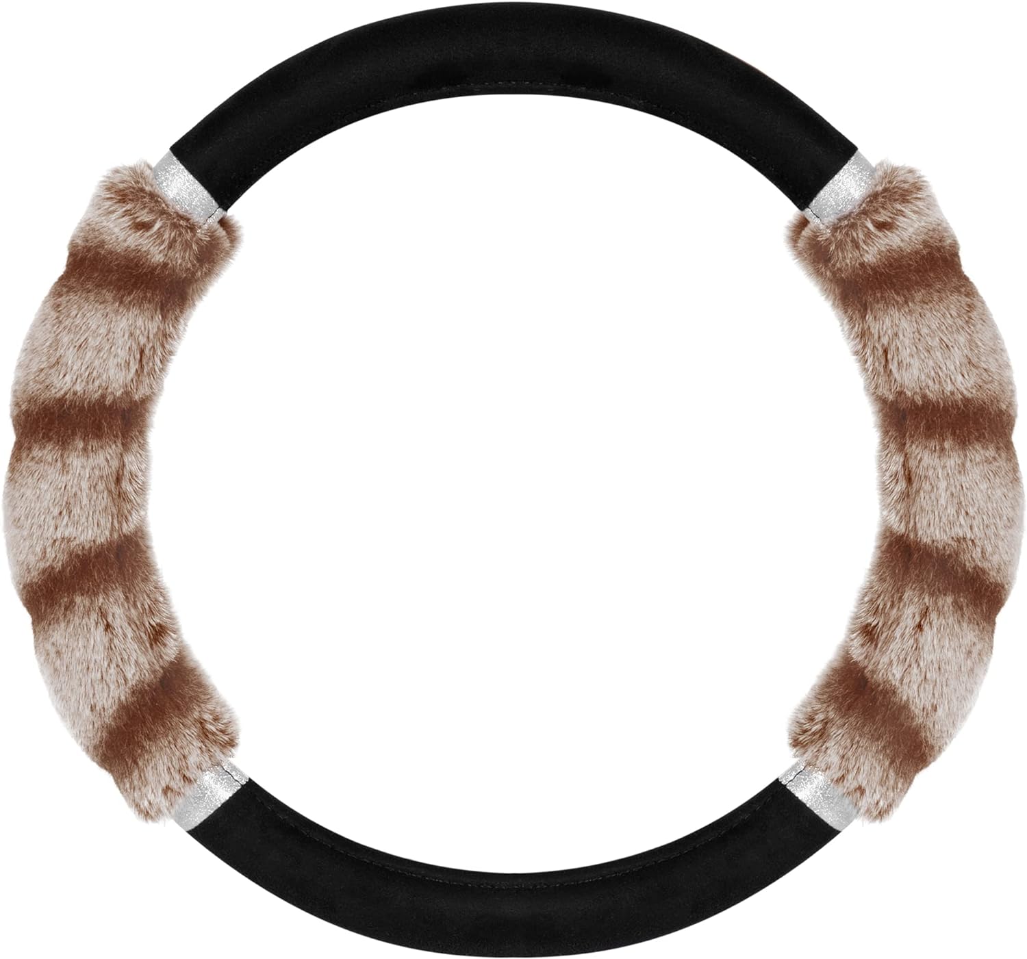 BDK Fur Steering Wheel Cover, Plush Faux Fur Fuzzy Steering Cover for Car Truck Van SUV, Standard Size Fits Wheels 14.5-15 in Diameter (Multiple Colors & Styles)