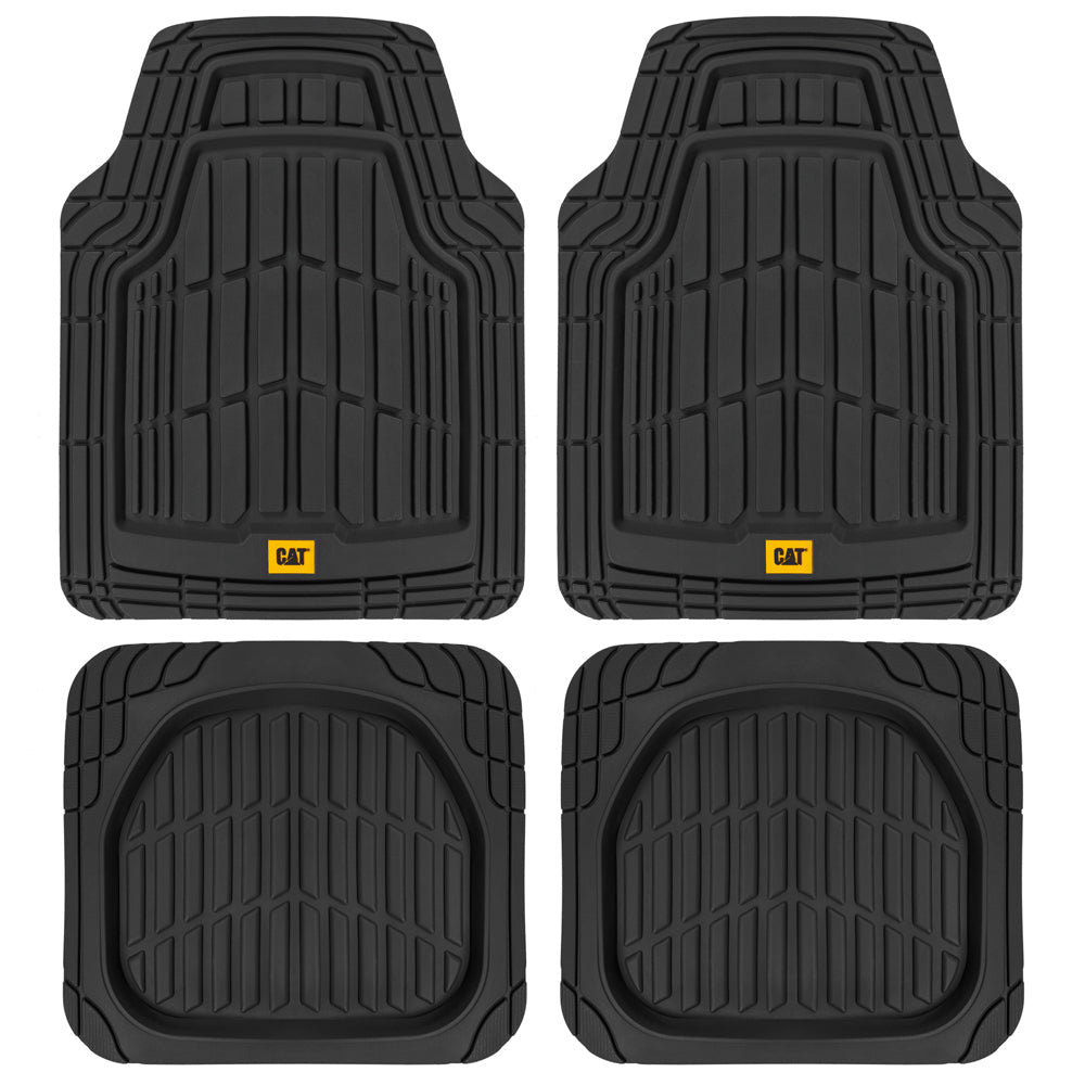 CAT 4-Piece ToughRide Rubber Front Floor Mats and Rear Floor Mats - Heavy Duty, All Weather, Trim to Fit