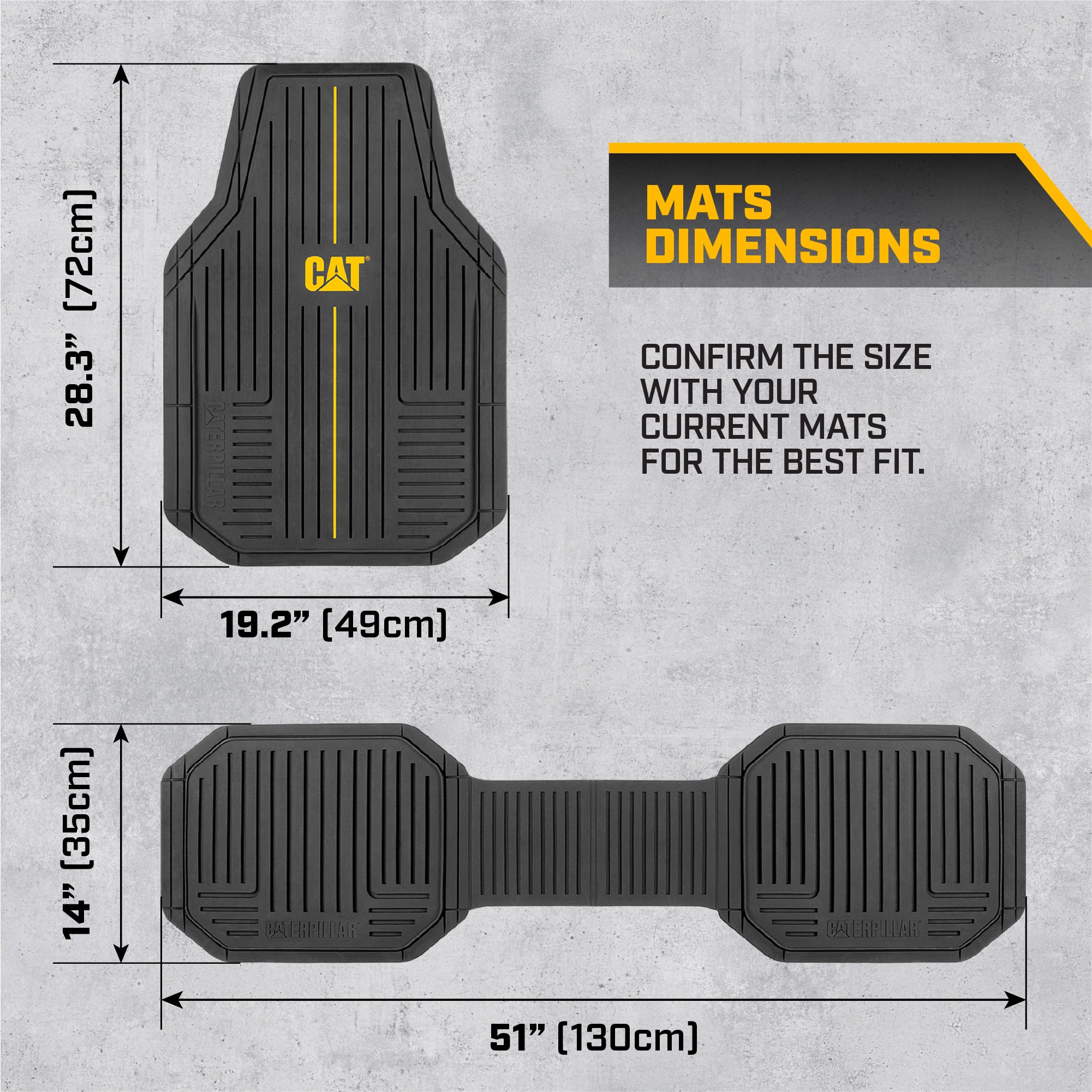 CAT® Heavy-Duty 4 Piece Black Floor Mats for Cars, Trucks & SUVs – Trim-to-Fit All-Weather Rubber Car Mats Full Set, Waterproof Interior Accessories, Car Rug Protection & Automotive Floor Liners