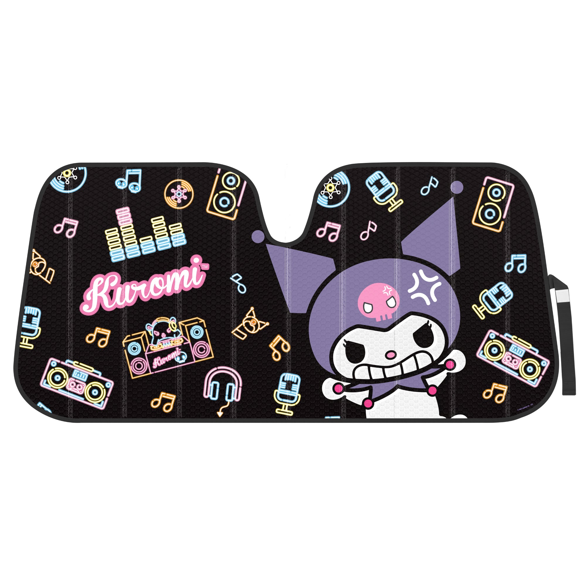 Carbella Sanrio Kuromi Neon Party Front Windshield Sunshade (58" x 28")