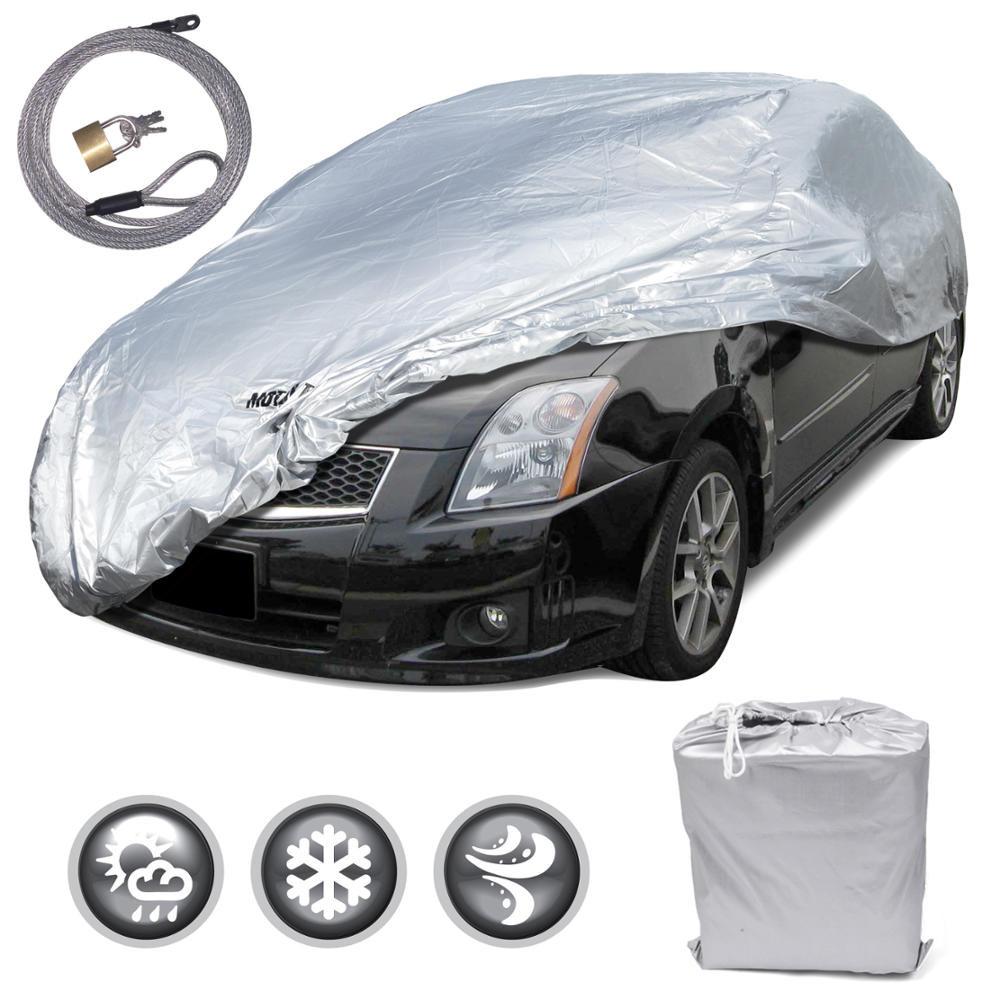 Motor Trend Universal WeatherWear Poly-1 Outdoor Car Cover- All Weather Snow Wind Rain & Water Proof Ultra Protection - Medium (Fit up to 170")