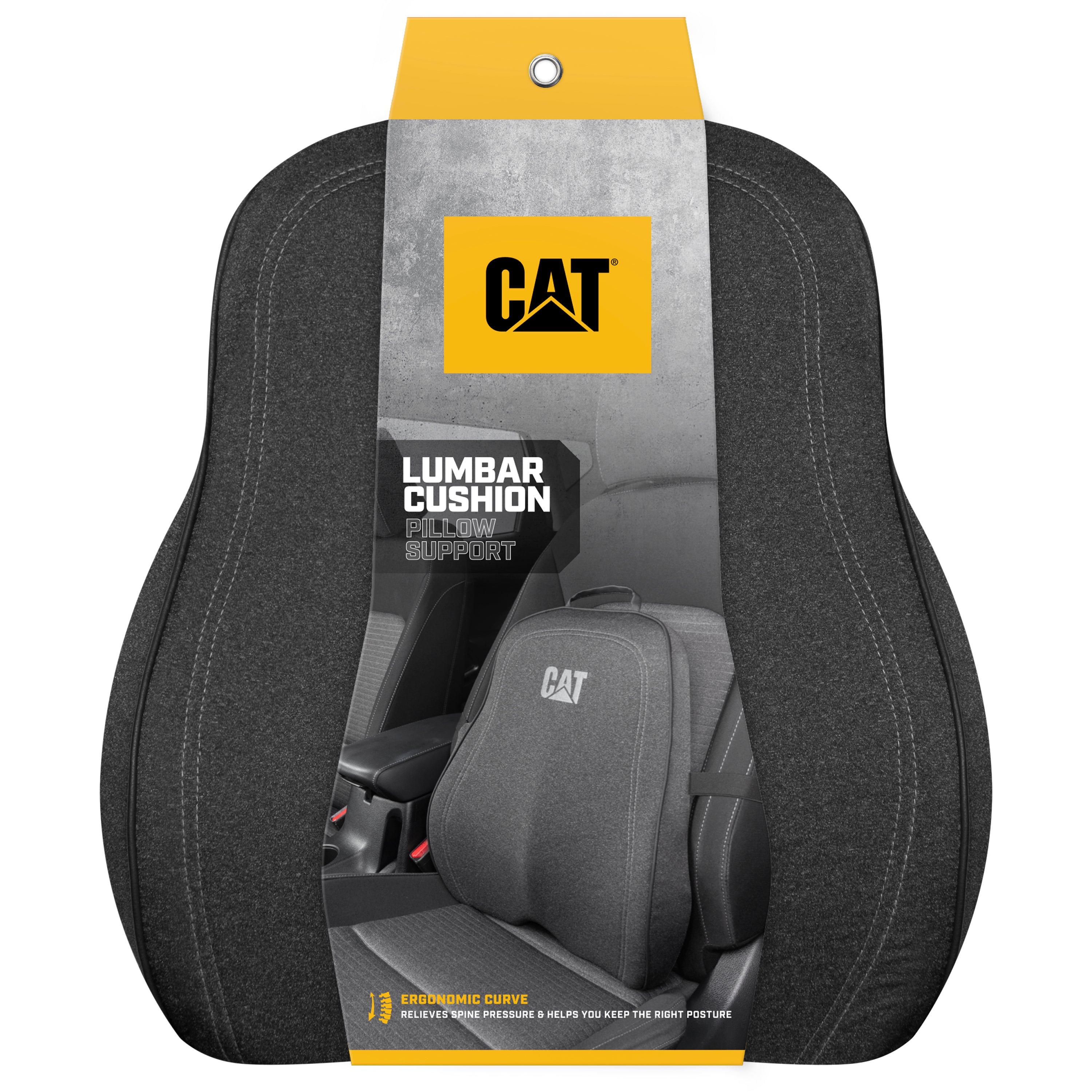 Cat® Big Lumbar Support Cushion for Cars Trucks SUVs - Ergonomic Back Support for Comfortable Driving