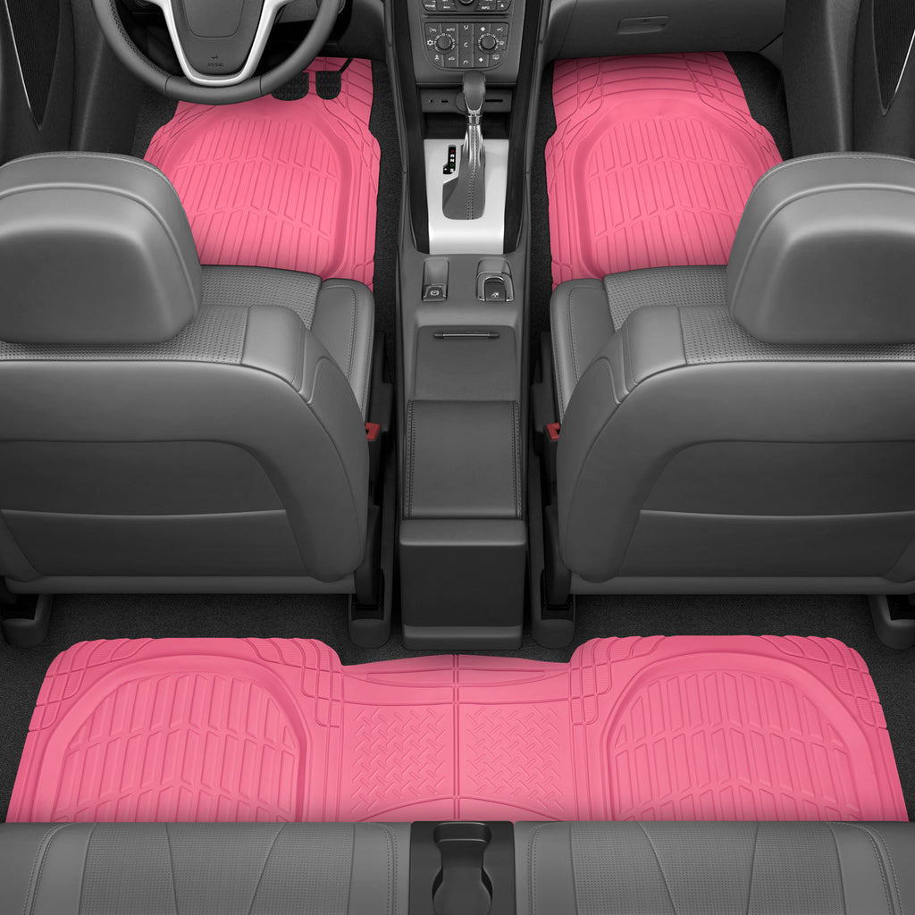 Carbella™ Pink Car Floor Mats - FlexTough Deep Dish Rubber All Weather Protection for Cars SUV Trucks Automotive Accessories