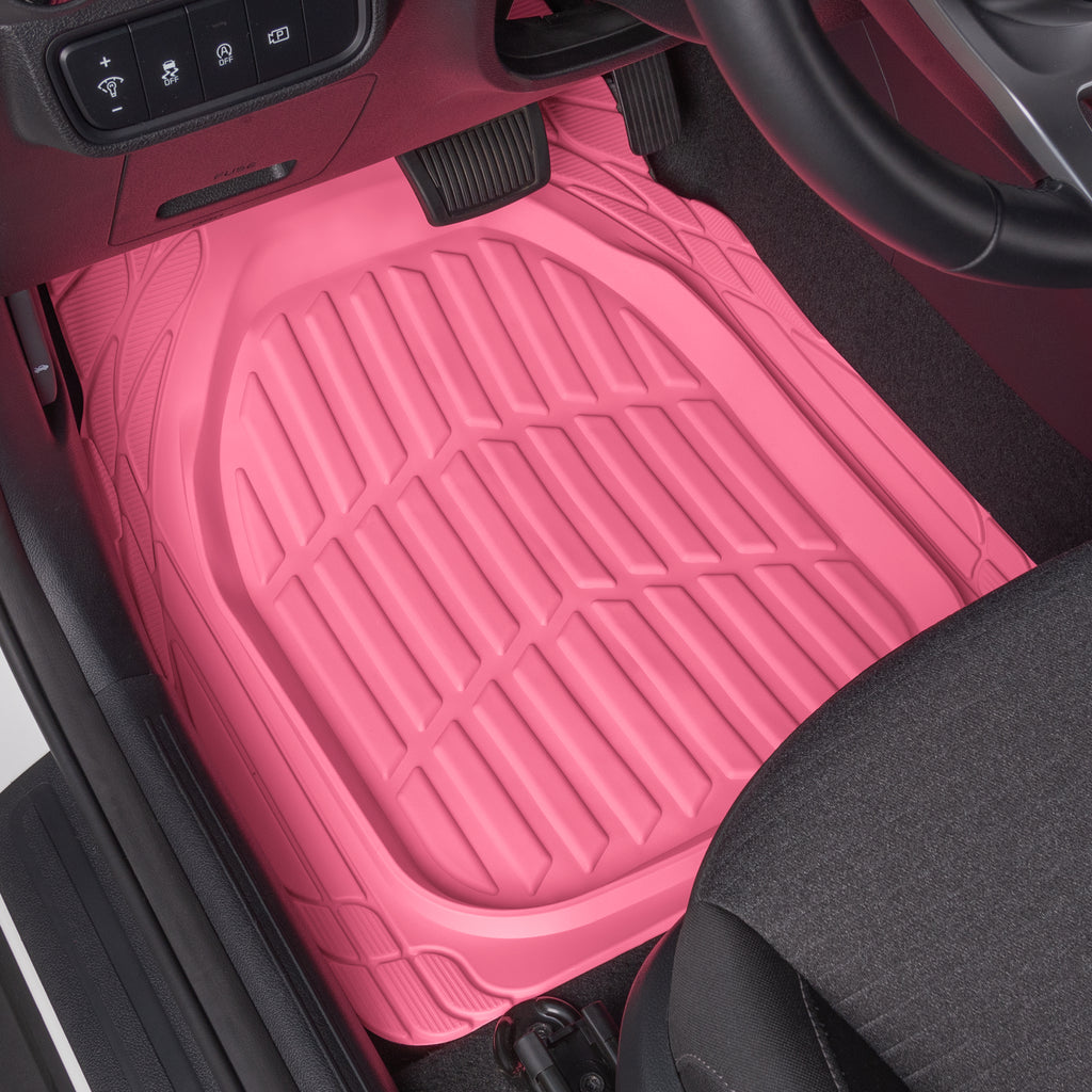 Carbella™ Pink Car Floor Mats - FlexTough Deep Dish Rubber All Weather Protection for Cars SUV Trucks Automotive Accessories