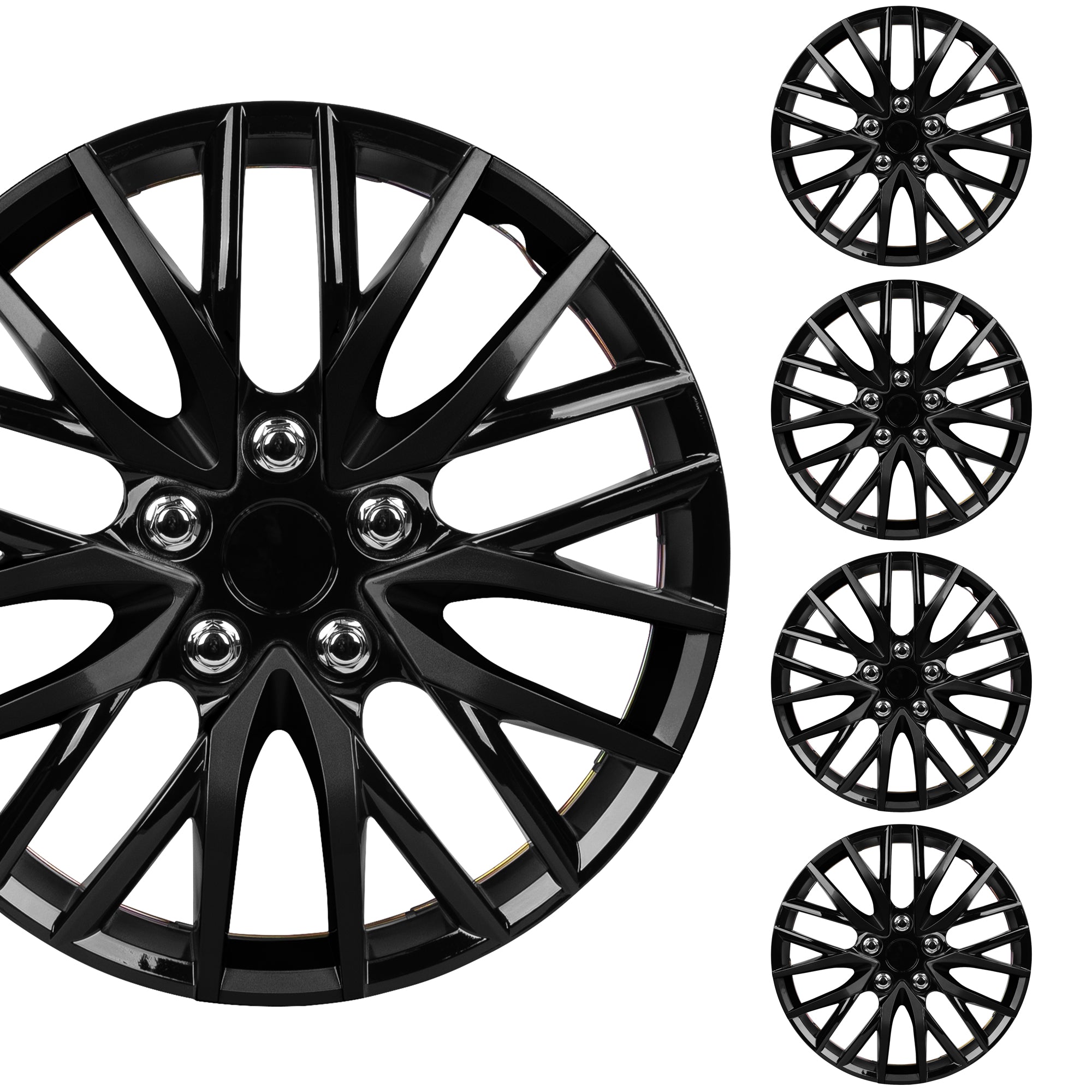 BDK (4-Pack) Premium Black Hubcaps 16" Wheel Rim Cover Hub Caps Style Replacement Snap On Car Truck SUV - 16 Inch Set