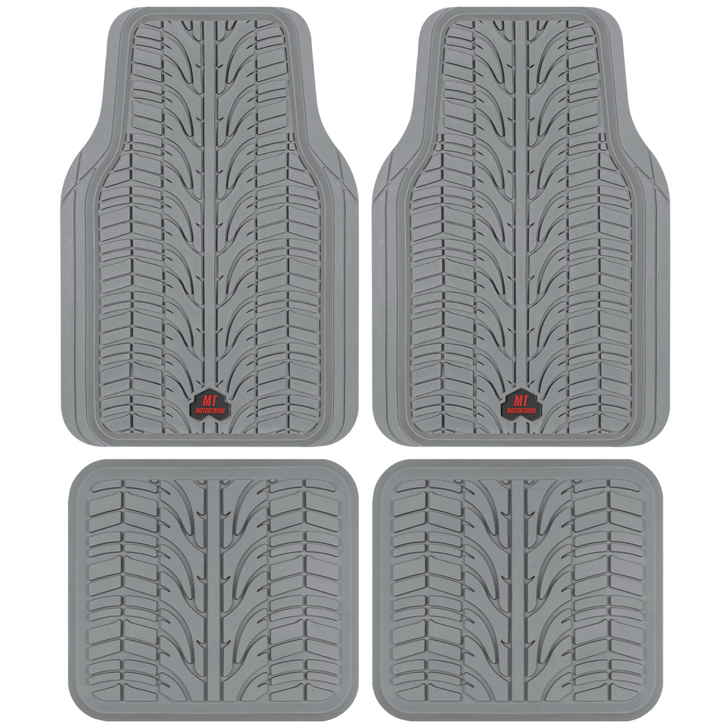 Motor Trend Grand Prix Tire Tread Rubber Car Floor Mats for Autos SUV Truck & Van - All-Weather Waterproof Protection Front Seat Liners, Trim to Fit Most Vehicles, Black