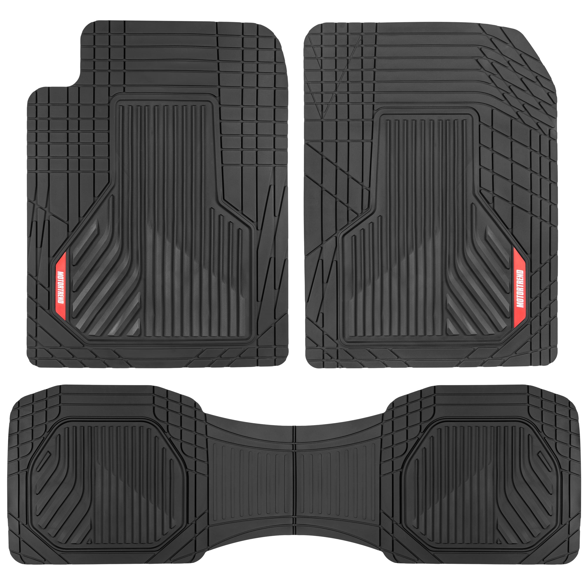 Motor Trend Floor Mats for Car, Truck, SUV - Raised Ridge Heavy Duty All Weather Car Floor Mats for Auto, Total Protection, Black