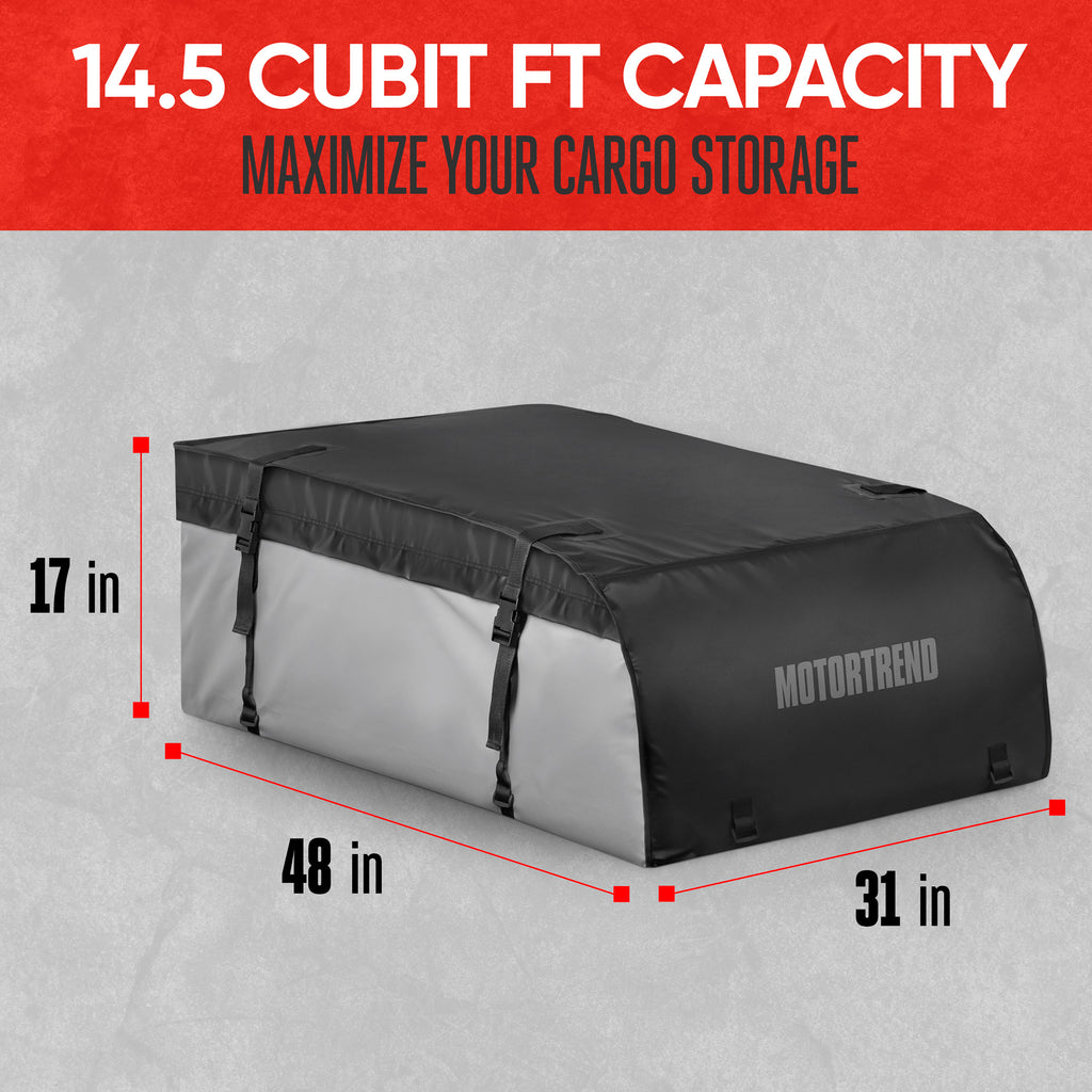 Motor Trend Rooftop Cargo Carrier Bag - Heavy Duty, Waterproof, High Capacity for SUV and Car Roof Top