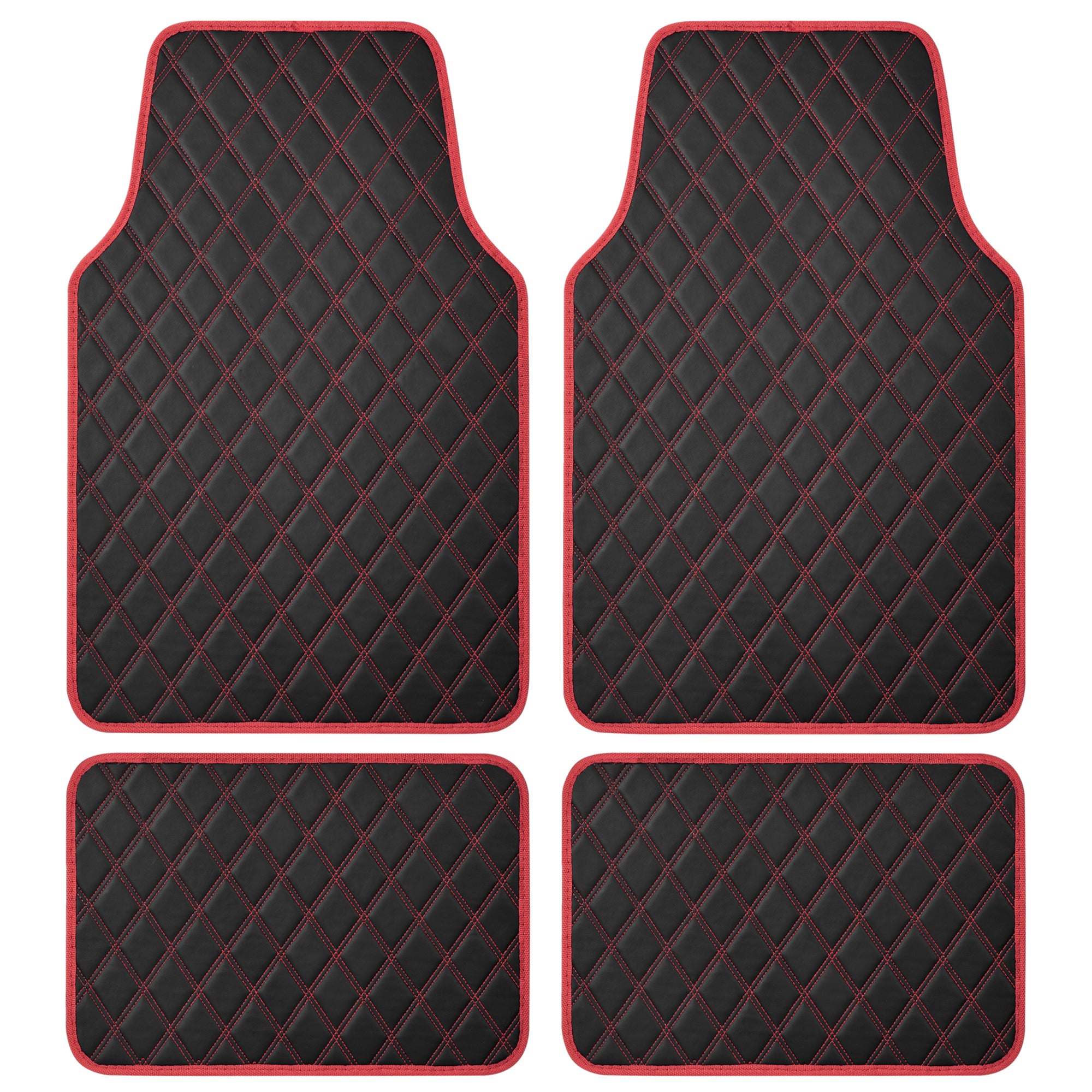 Carbella 4-piece DiamondLuxe Front Floor Mats and Rear Floor Mats - Red