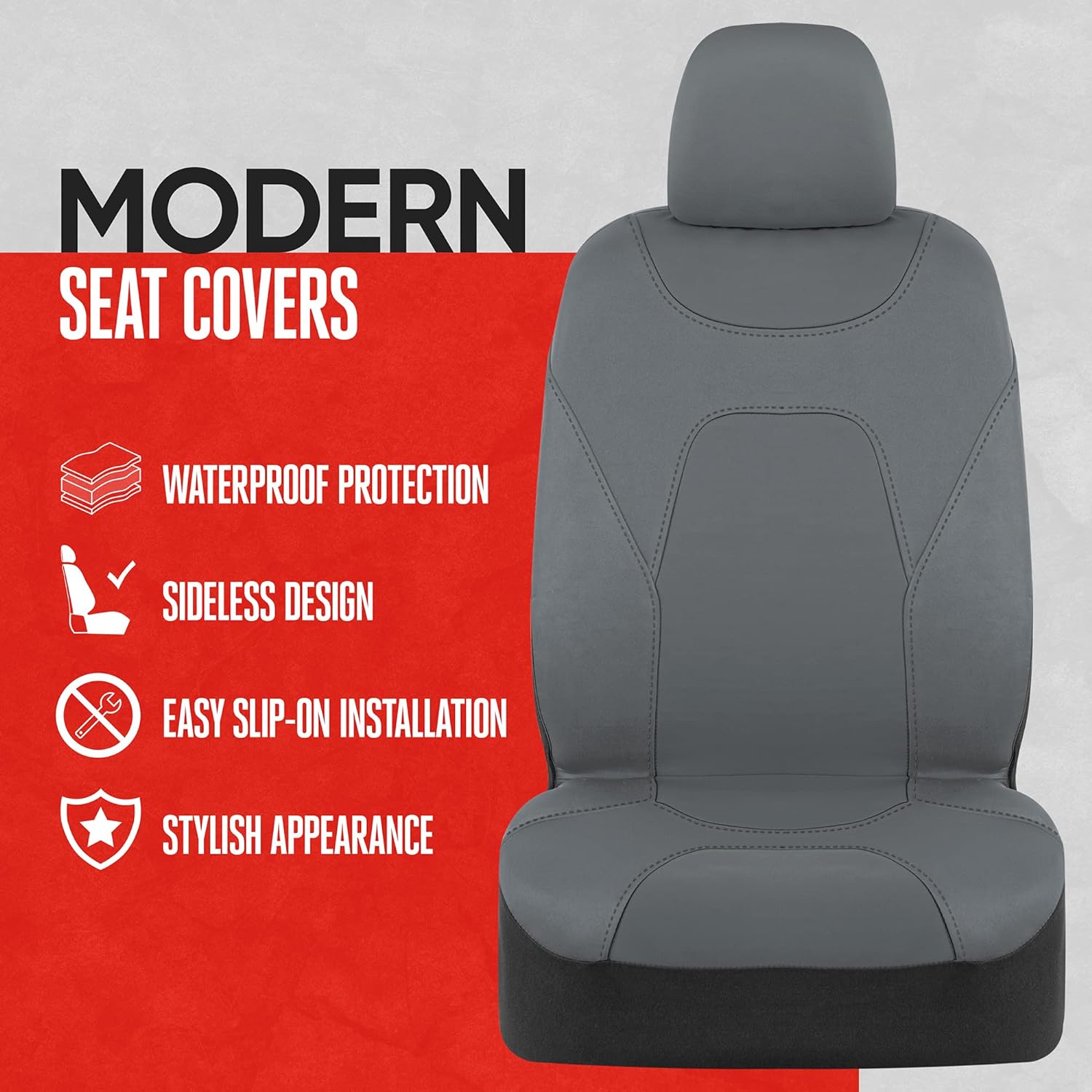 MotorTrend 2-Pack AquaShield Water-Proof Two-Tone Neoprene Front Seat Covers