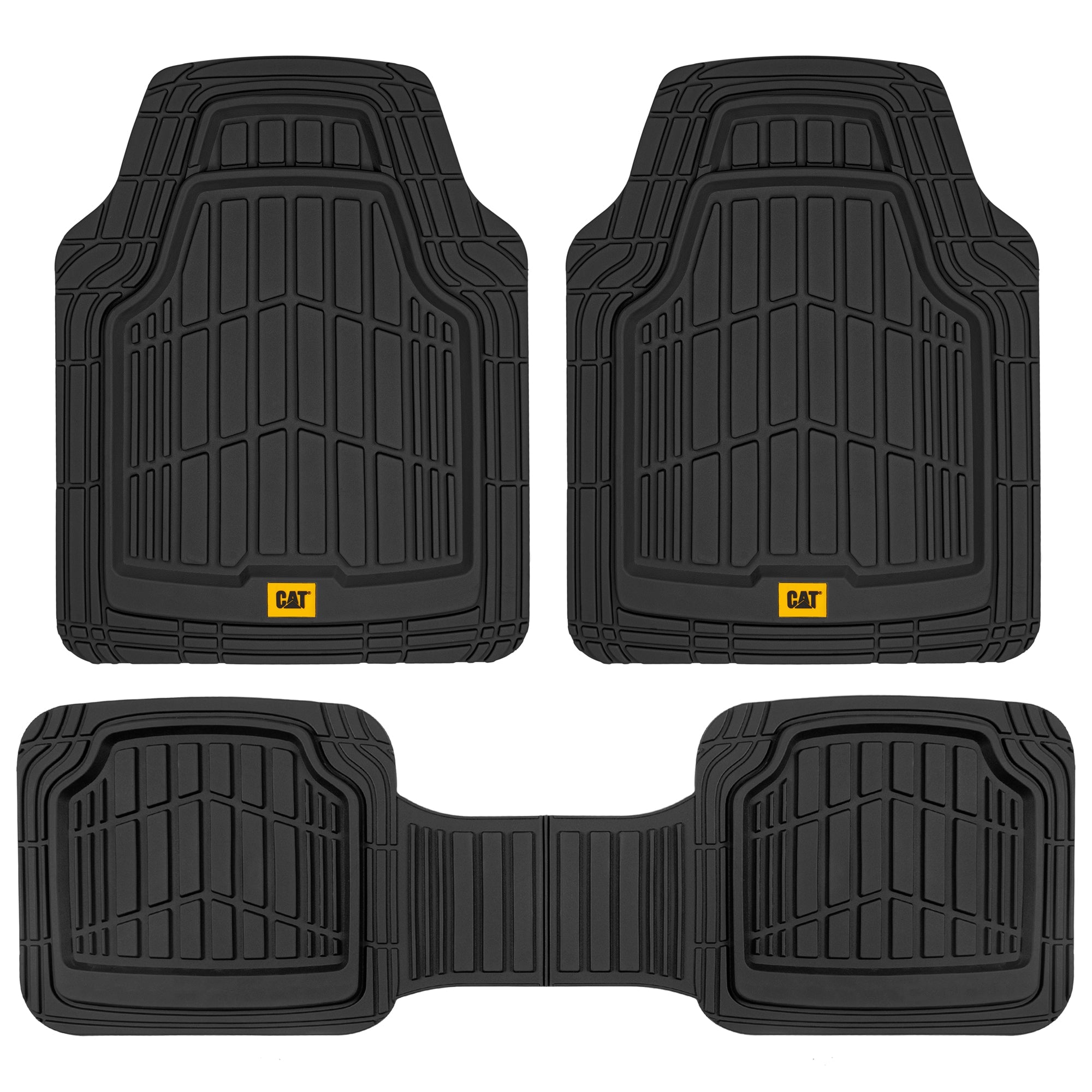 Cat® ToughRide Heavy-Duty 3 Piece Rubber All Season Floor Mats for Car Truck Van SUV, Beige - Premium Trim to Fit Car Floor Mat, All Weather Deep Dish Automotive Floor Mats, Total Dirt Protection - Beige:#D2B48C