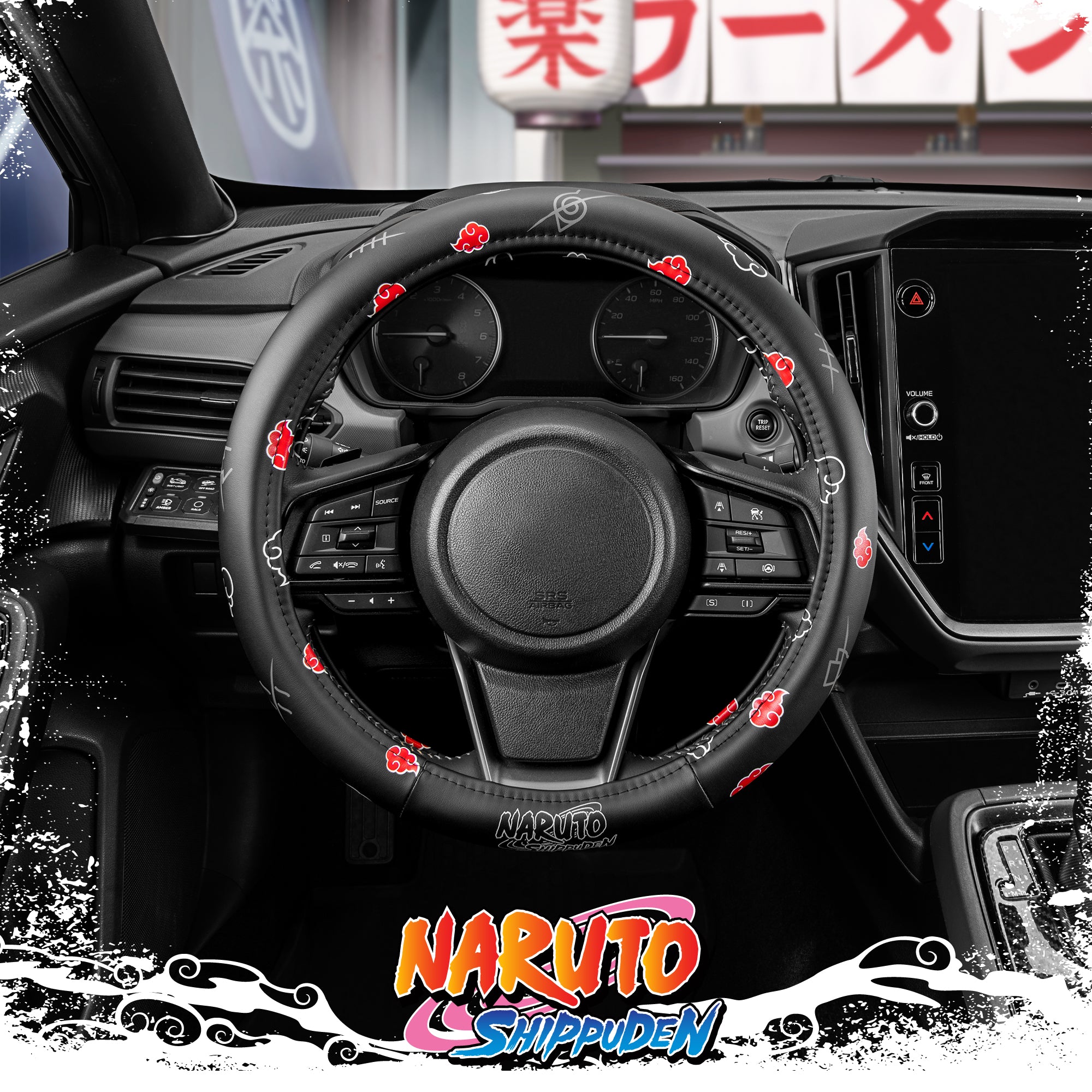 Naruto Shippuden Car Steering Wheel Cover, 15 Inch Anime Steering Wheel Cover, Cushioned Soft Comfortable Cover Anime Car Accessories for Men Women, Akatsuki