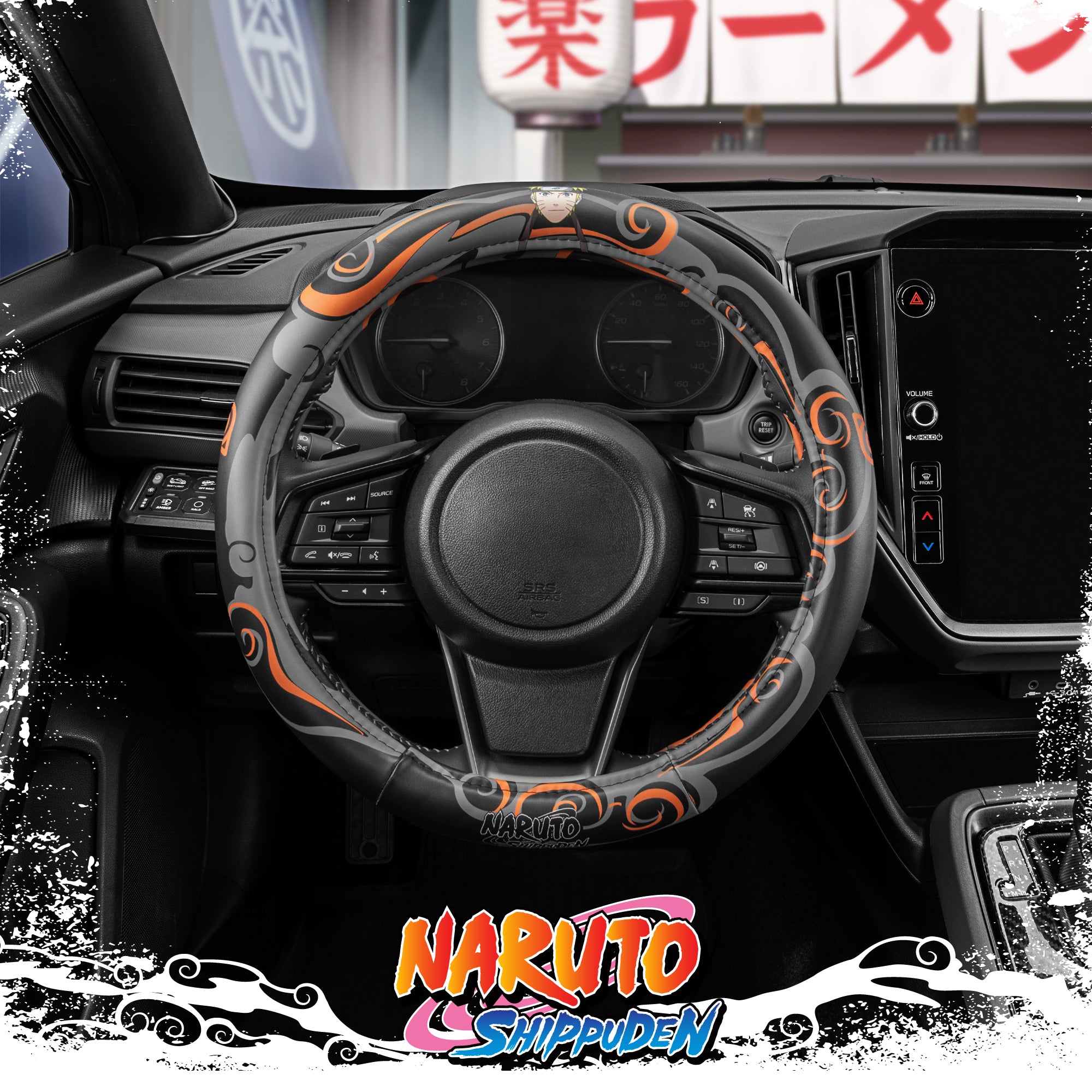 Naruto Shippuden Car Steering Wheel Cover, 15 Inch Anime Steering Wheel Cover, Cushioned Soft Comfortable Cover Anime Car Accessories for Men Women, Nine Tails