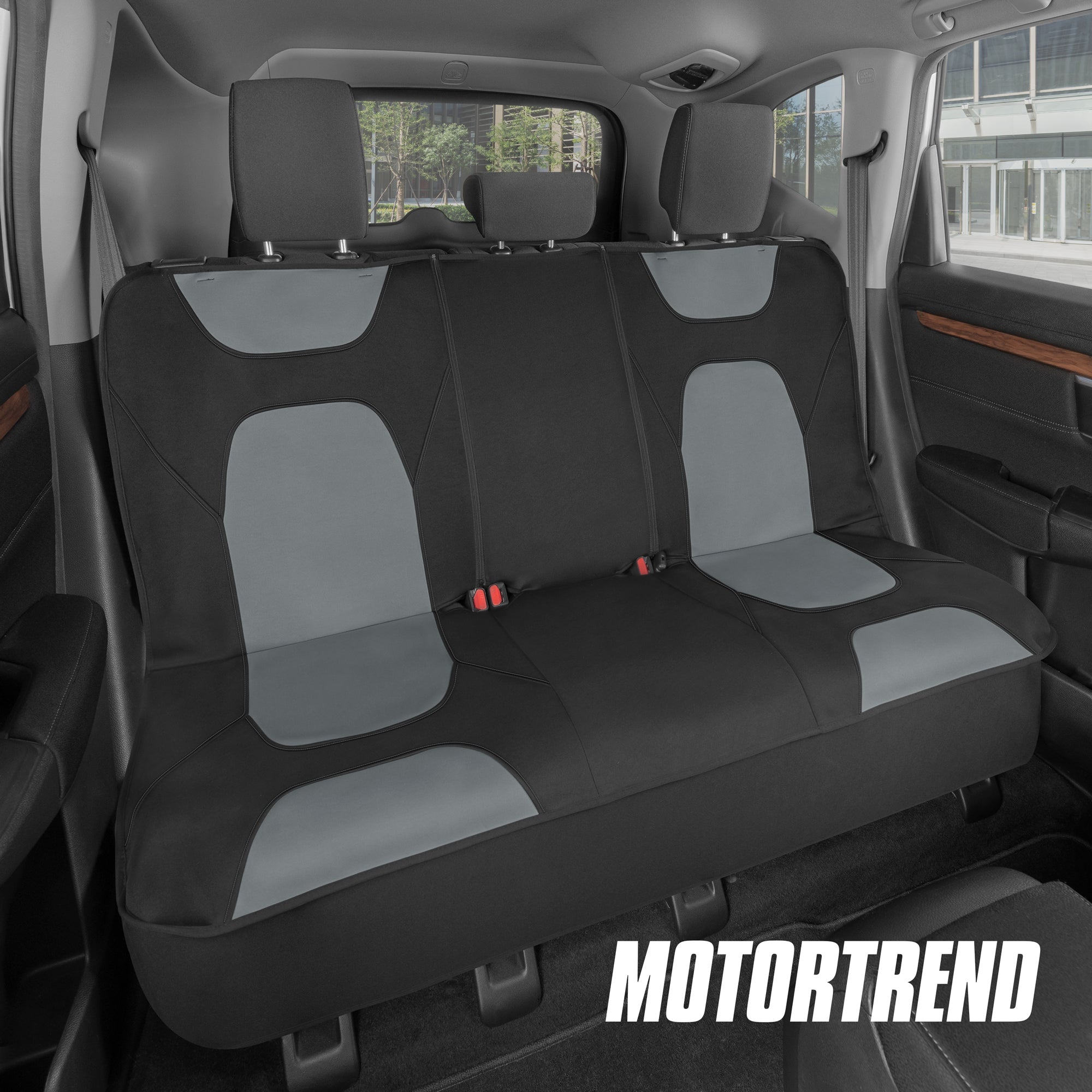 Motor Trend AquaShield Waterproof Car Back Seat Cover, Black – Padded Neoprene Rear Bench Seat Cover for Cars, Ideal Back Seat Protector for Kids & Dogs, Interior Cover for Auto Truck Van SUV - Black:#000000