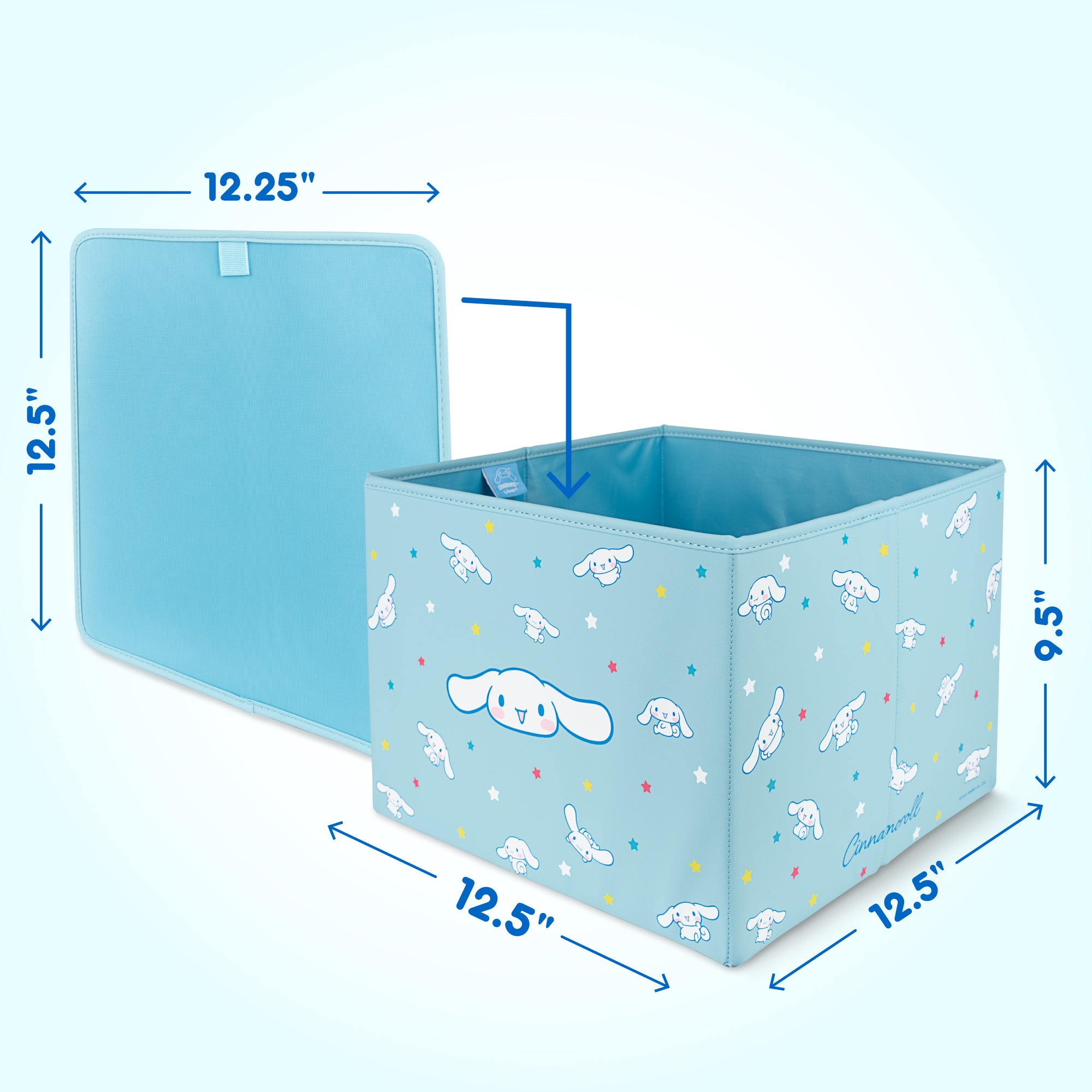 Sanrio Cinnamoroll Car Trunk Organizer and Storage Bin - Collapsible Simple Compartment Convenient Heavy Duty, Fold Up for Easy Storage Box, Automotive Seat Cargo Groceries Tools - 12.5L x 12.5W x 9H