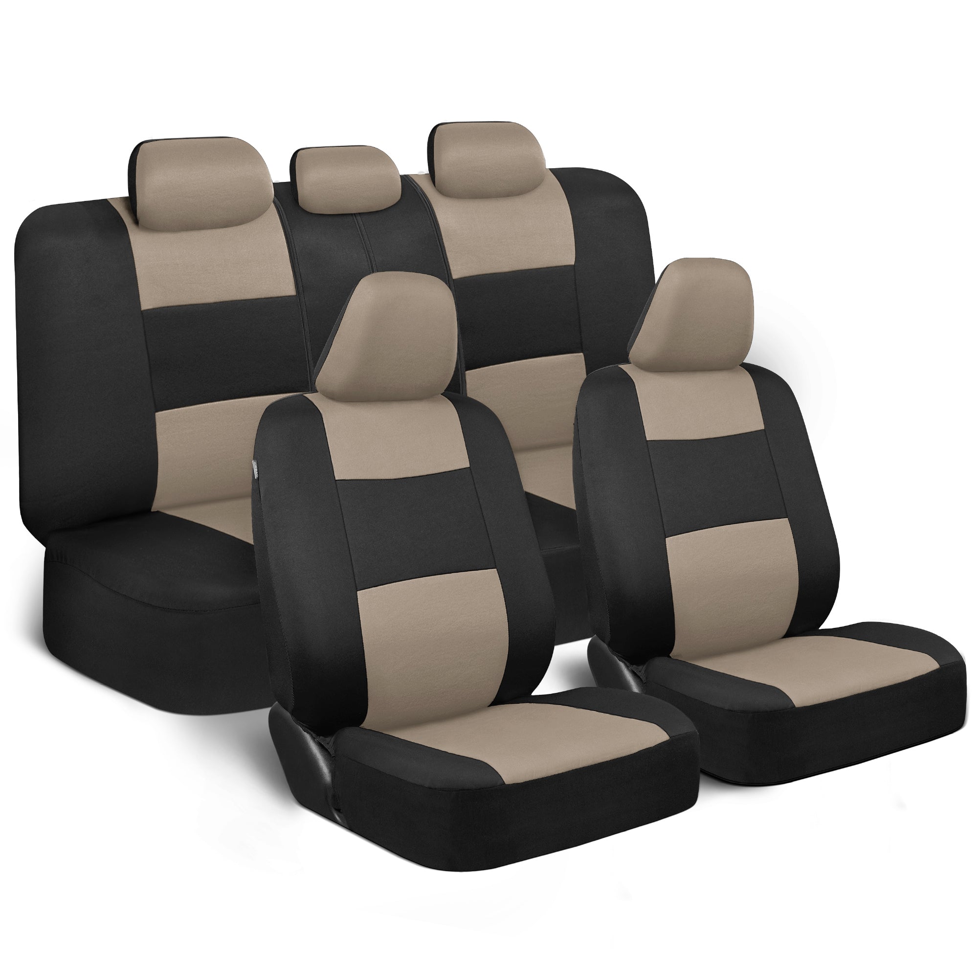 BDK 9-Piece PolyPro Front Seat Covers and Rear Seat Covers - Light Beige