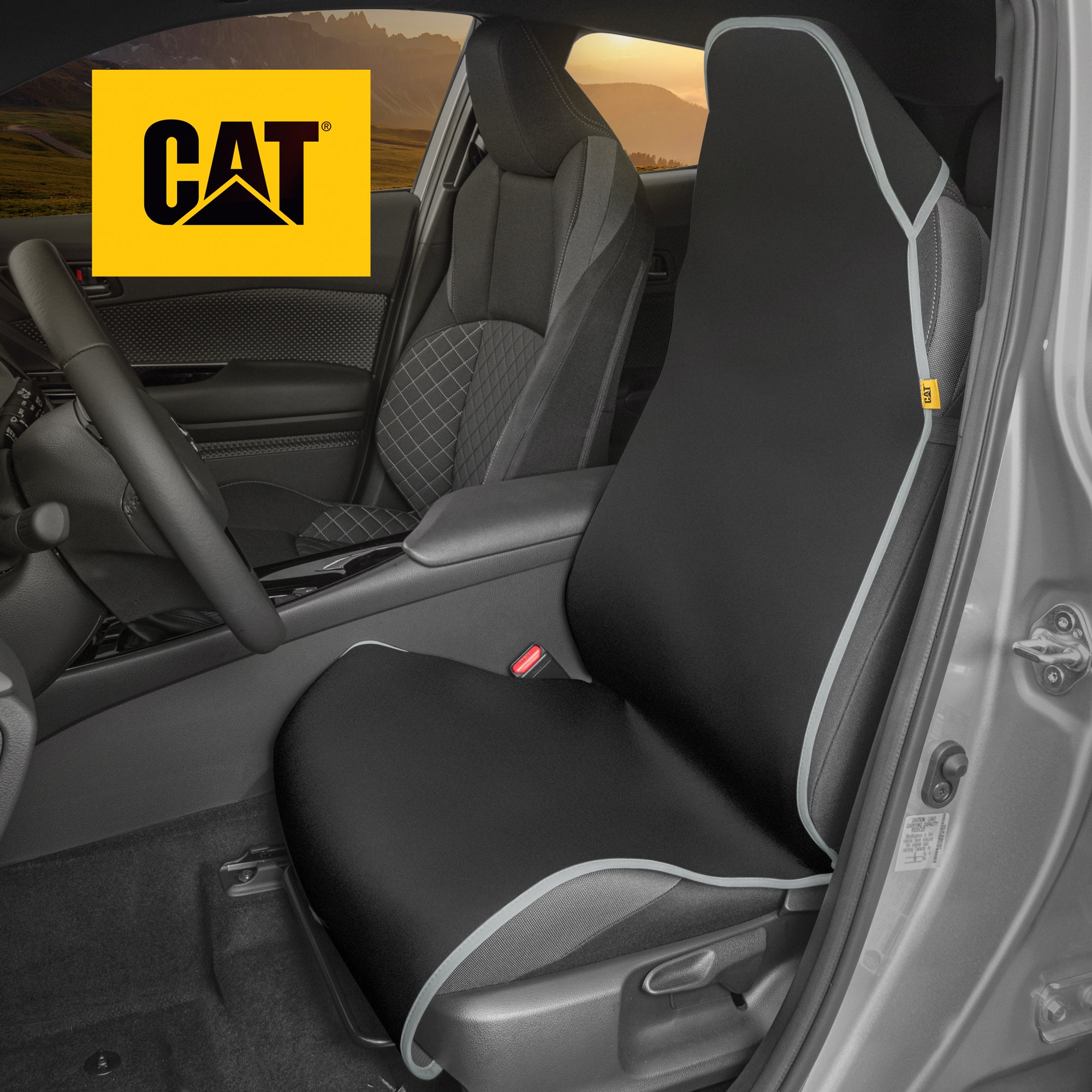 CAT 2-Pack Water-Proof Easy Slip-On Neoprene Front Seat Cover - Black