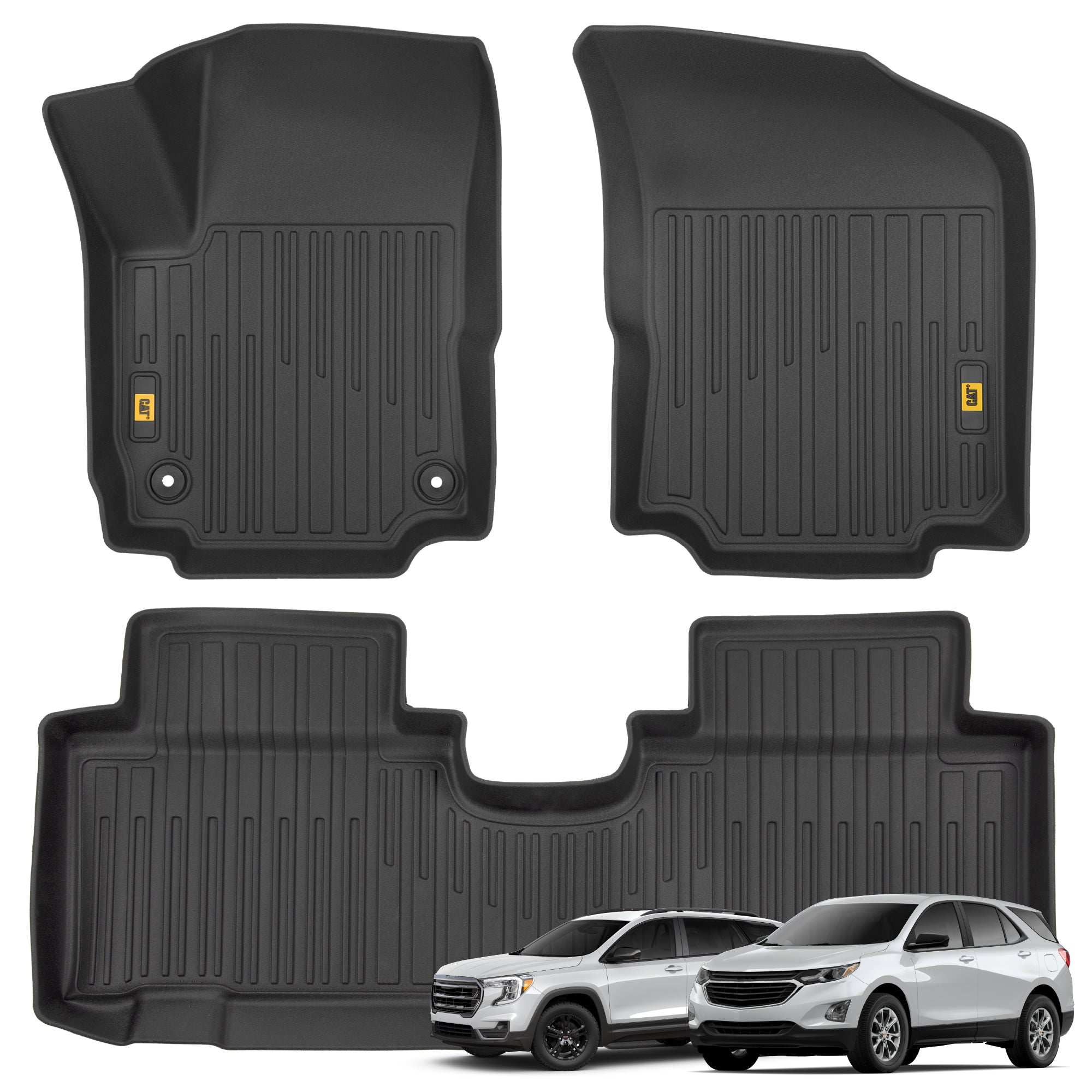 CAT® JustFit™ 3D Custom Fit Floor Mats for Chevy Equinox GMC Terrain 2019 2020 2021 2022 2023 2024 - Heavy Duty Floor Liner Protection Laser Measured, Chevy Equinox Accessories, GMC Terrain Accessories Car Liner
