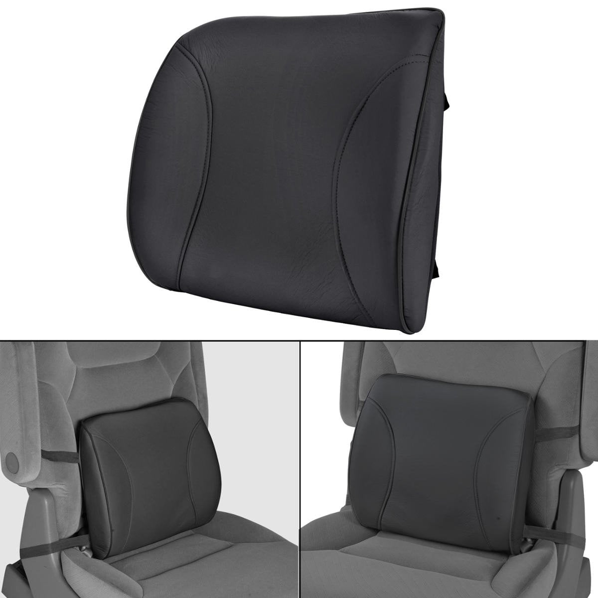 BDK BS-300-BK Durable Foam Lumbar Support 3D Balanced Firmness Cushion-Lower Back Pain Relief-Best for Office Chair, Car Seat, Recliner, Black - Black:#000000