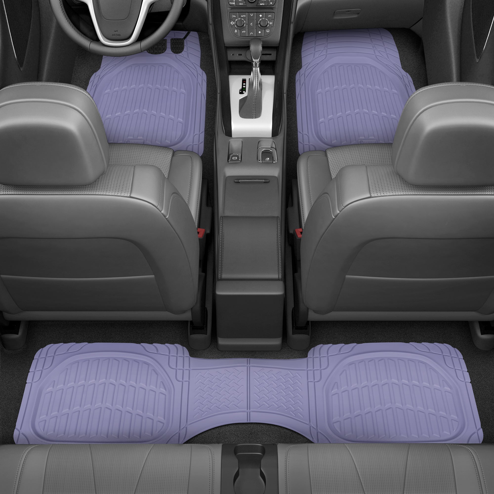 Carbella 3-Piece Front Floor Mats and Rear Floor Mats - Heavy Duty Deep Dish - Lavender