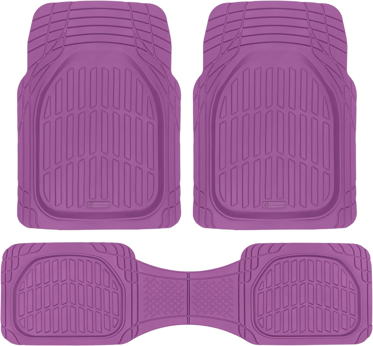 Carbella 3-Piece FlexTough Deep Dish Rubber Front Floor Mats and Rear Floor Mats - Heavy Duty, All Weather, Trim to Fit