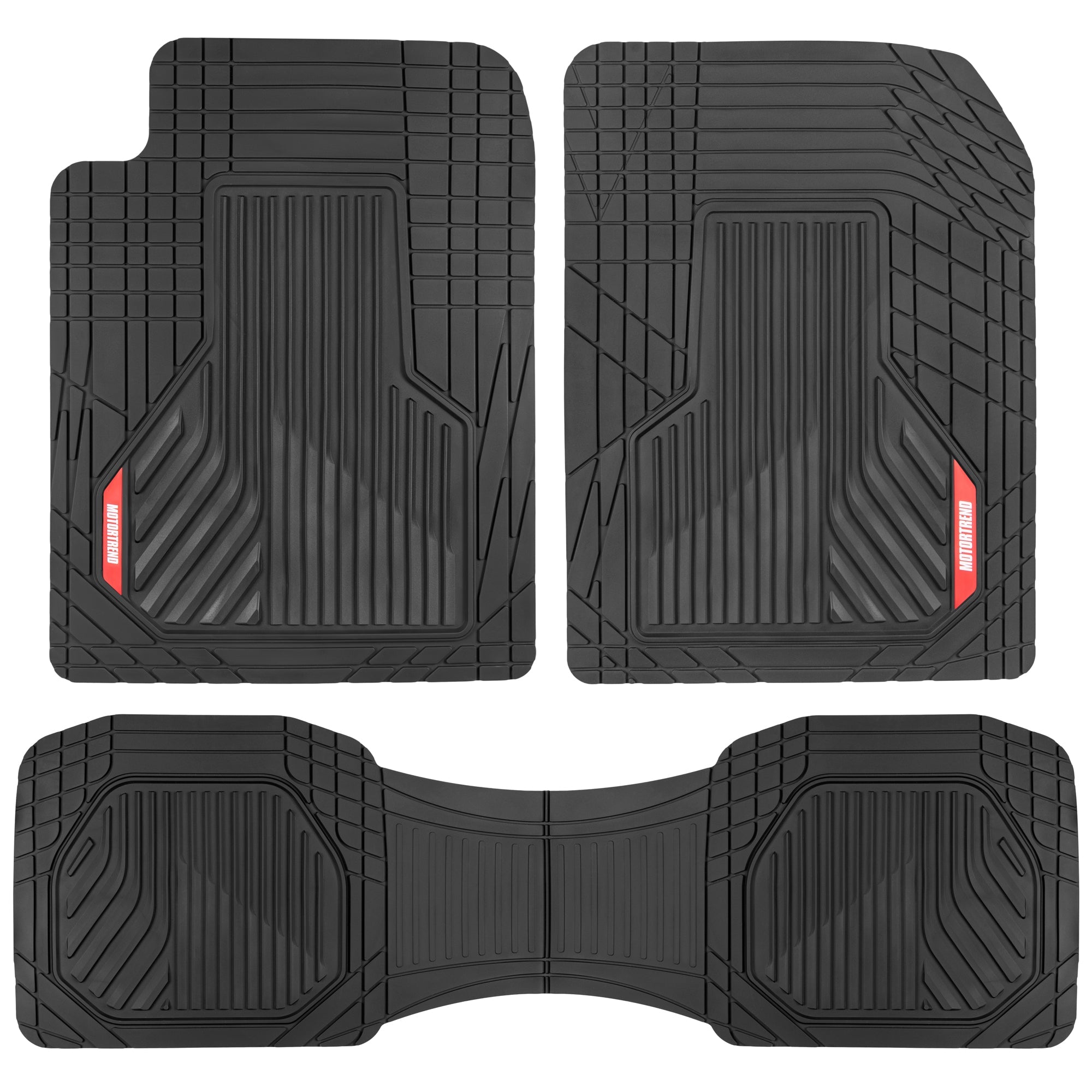 Motor Trend Floor Mats for Car, Truck, SUV - Raised Ridge Heavy Duty All Weather Car Floor Mats for Auto, Total Protection, Black - Black