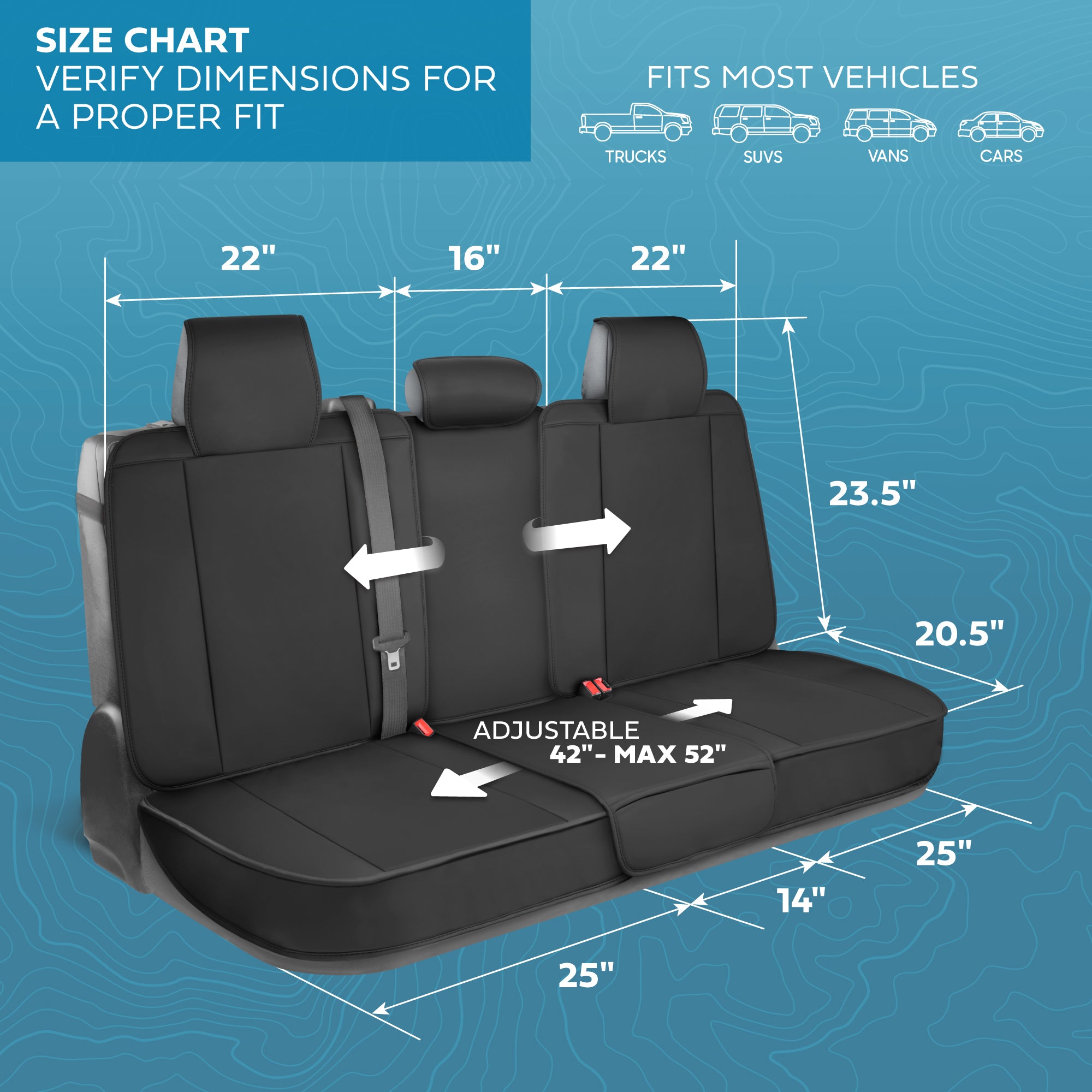 MotorBox Premium Napa Leather Rear Seat Cover – Semi Universal Fit for Most Cars, Truck & SUV – Black Back Seat Protector – Anti-Slip, Durable Bench Cover – Easy Install, Luxury Car Interior Upgrade