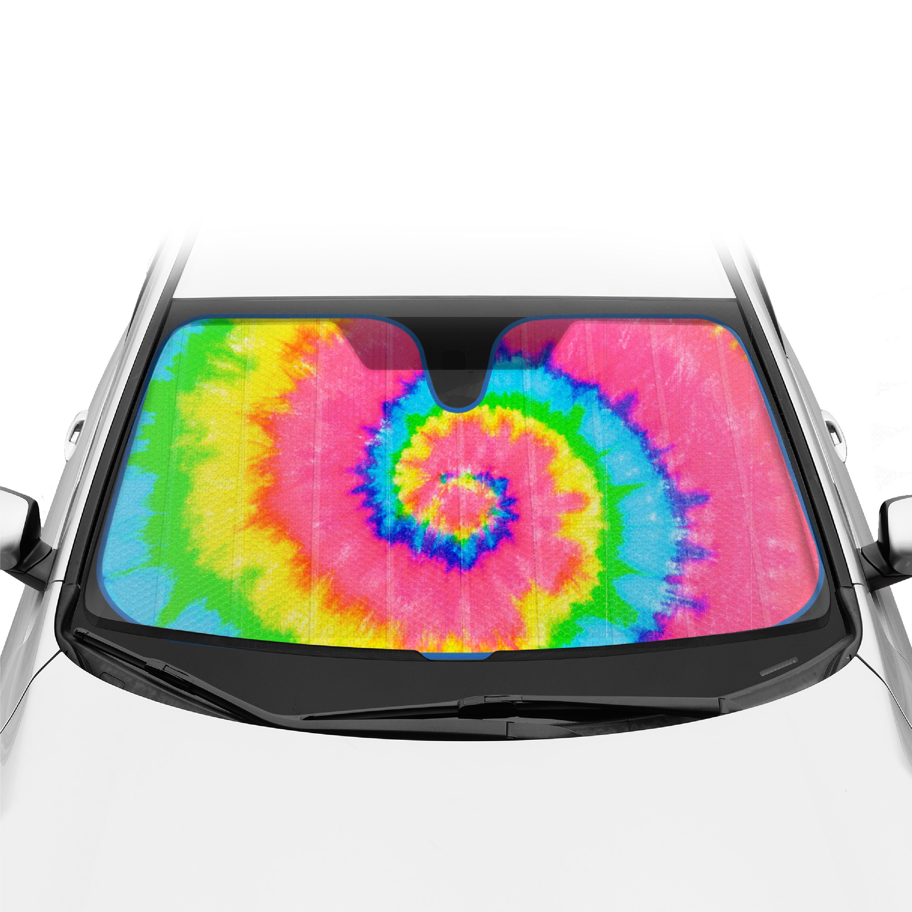 BDK Rainbow Tie-Dye Front Windshield Sunshade (58" x 27")