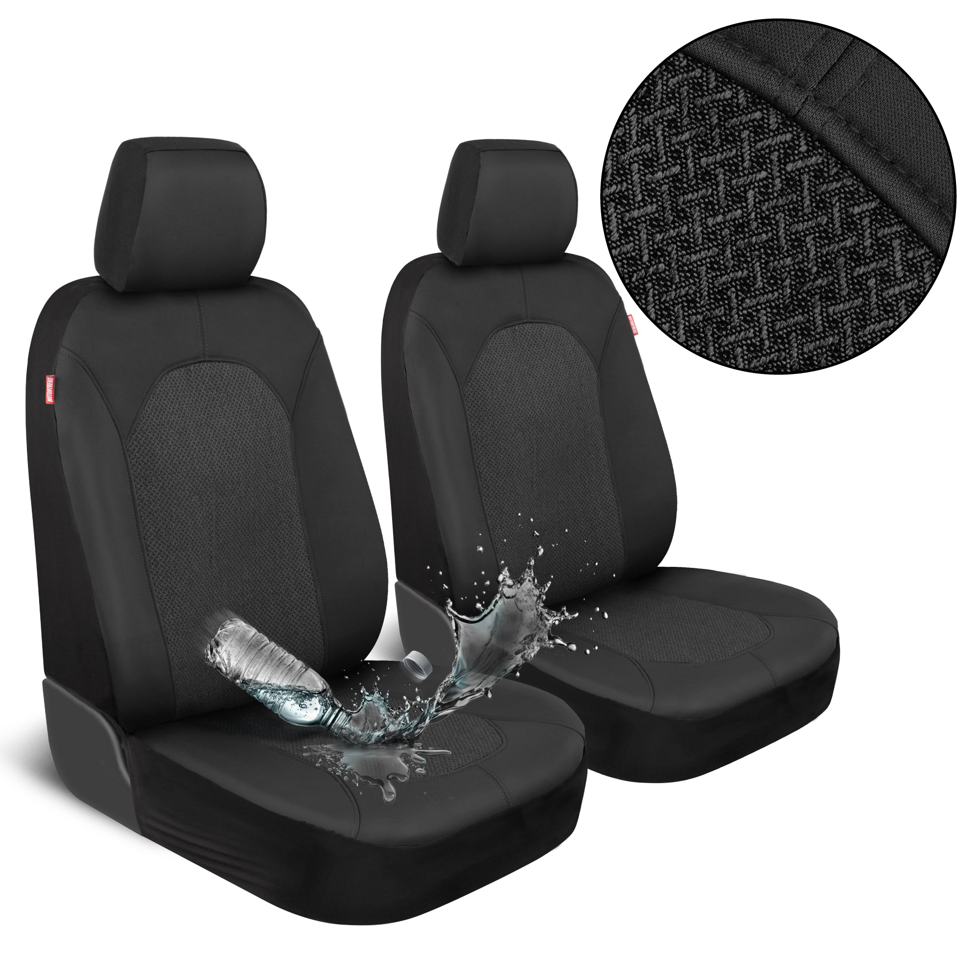 Motor Trend Black Car Seat Covers Set - 2 Front Seats – Spill-Proof Neoprene CarSeat Cover Protector for Cars – Automotive Car Accessories Interior Covers for SUV & Small Trucks – Semi Universal Fit