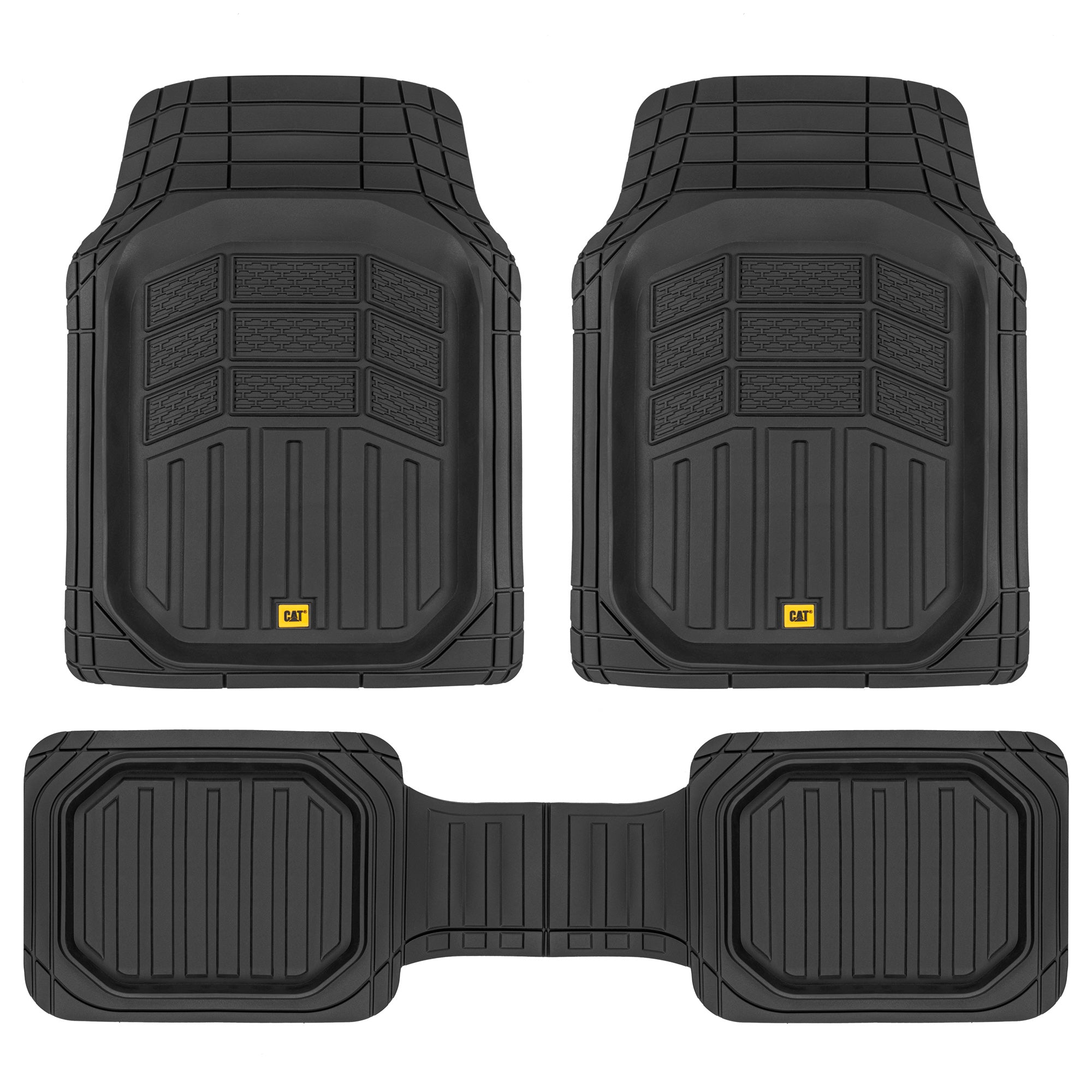 Cat® CAMT-9013 (3-Piece) Heavy Duty Deep Dish Rubber Floor Mats, Trim to Fit for Car Truck SUV & Van, All Weather Total Protection Durable Liners - Beige:#D2B48C