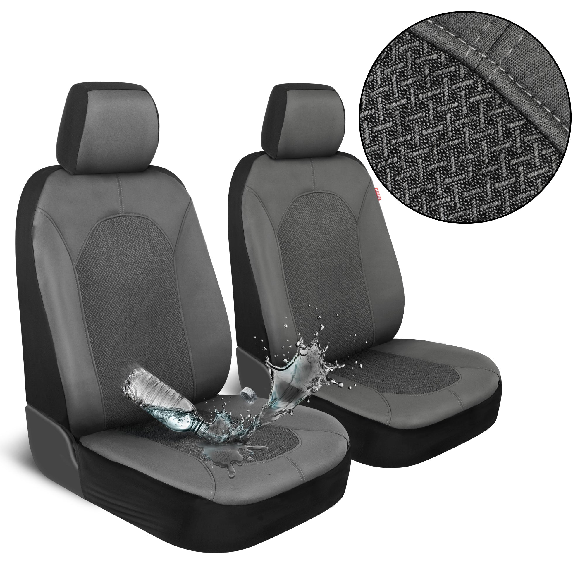 Motor Trend Charcoal Gray Car Seat Covers Set - 2 Front Seats – Spill-Proof Neoprene CarSeat Cover Protector for Cars – Automotive Interior Car Accessories for SUV & Small Trucks – Semi Universal Fit