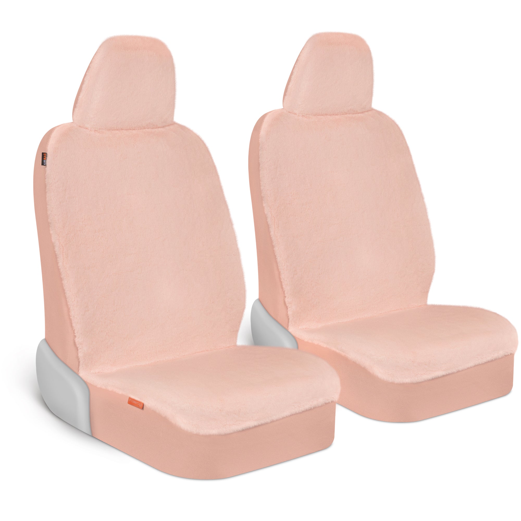 Carbella Sheepskin Car Seat Covers for Women, 2-Pack Faux Fur Car Seat Covers Front Seats Only, Cute Automotive Seat Covers For Cars for Women, Car Accessories for Women (Soft Pink) - Soft Pink:#FFC7C9