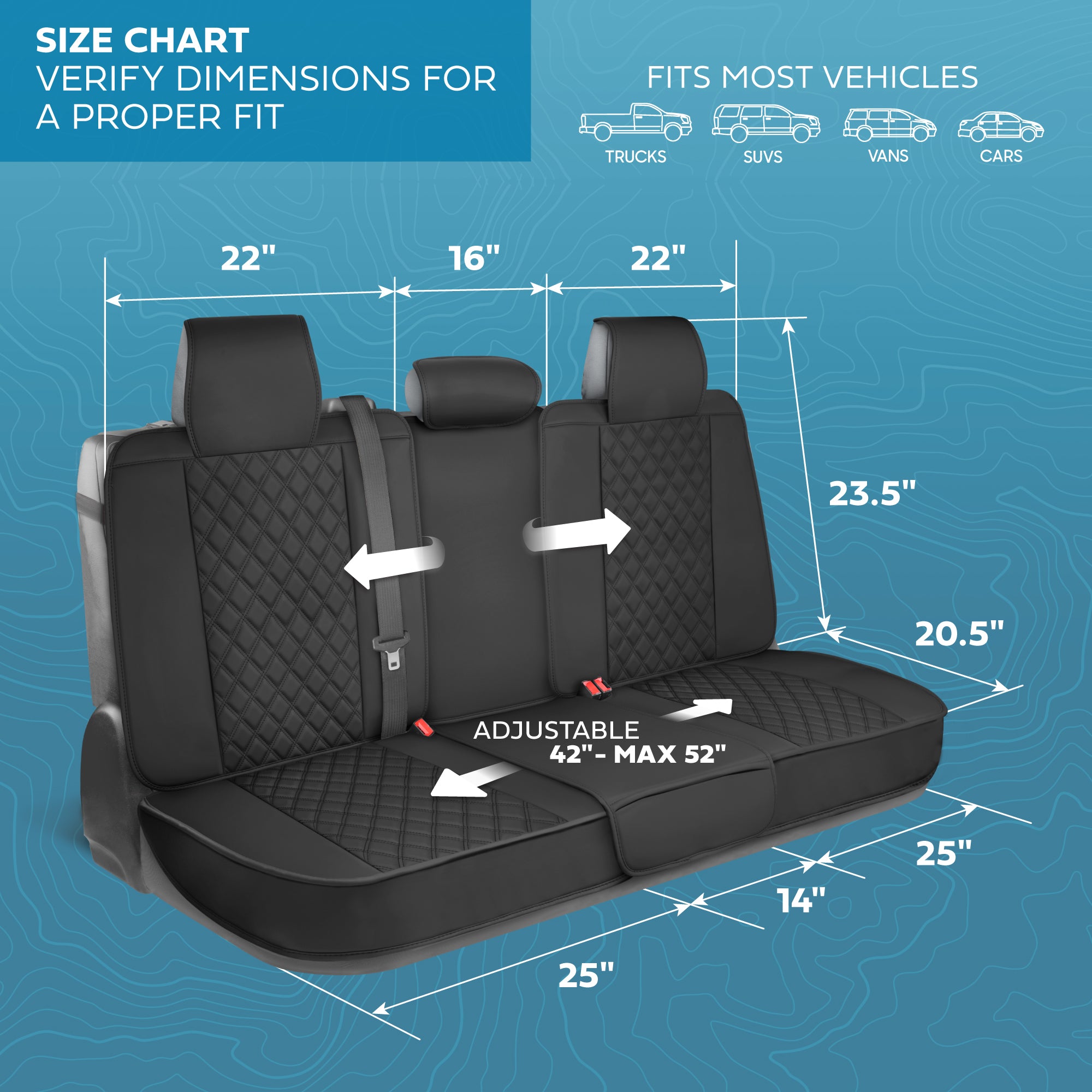MotorBox Premium Napa Leather Rear Seat Cover – Semi Universal Fit for Most Cars, Truck & SUV – Black Back Seat Protector – Anti-Slip, Durable Bench Cover – Easy Install, Luxury Car Interior Upgrade