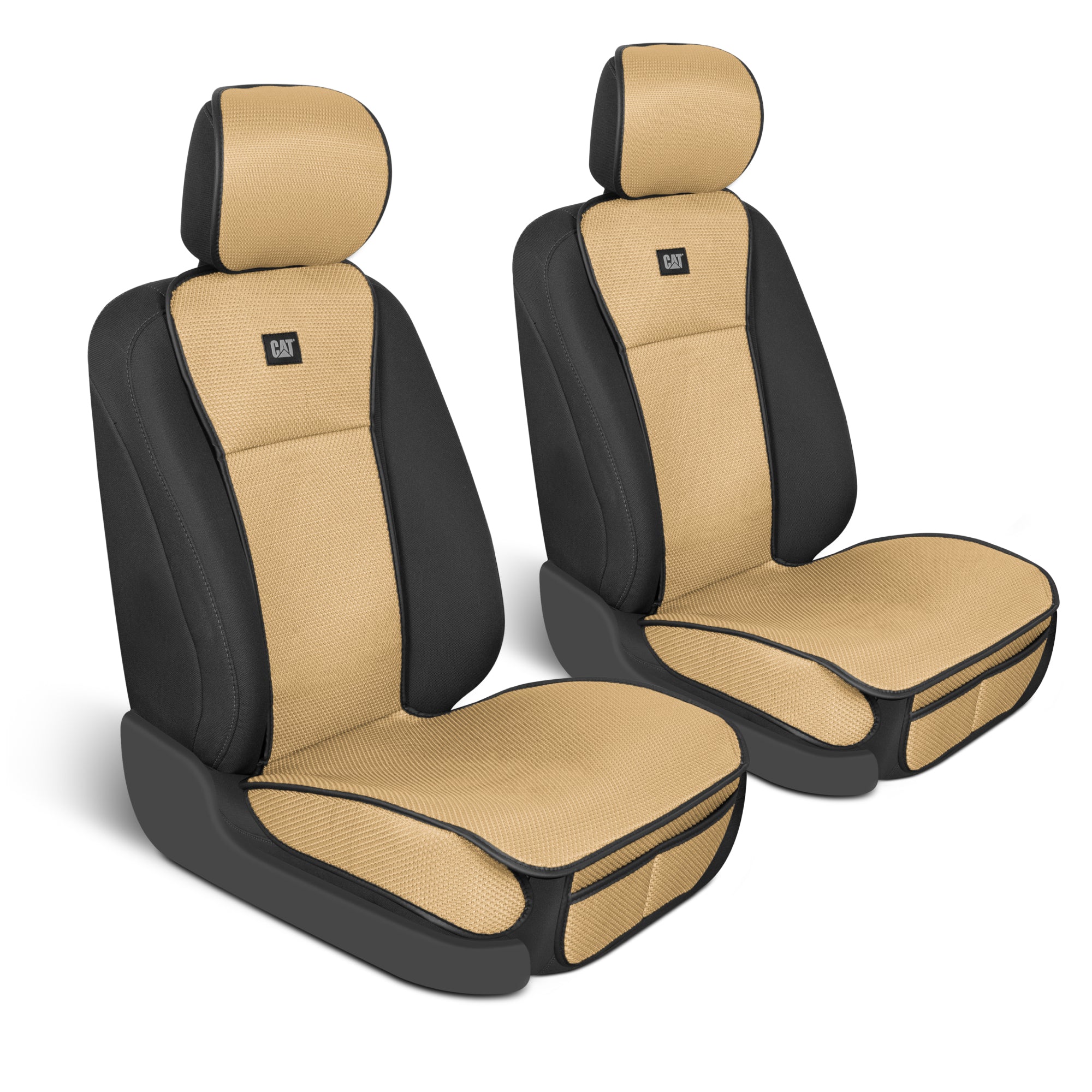 CAT 2-Pack AeroMesh Front Seat Covers - Beige