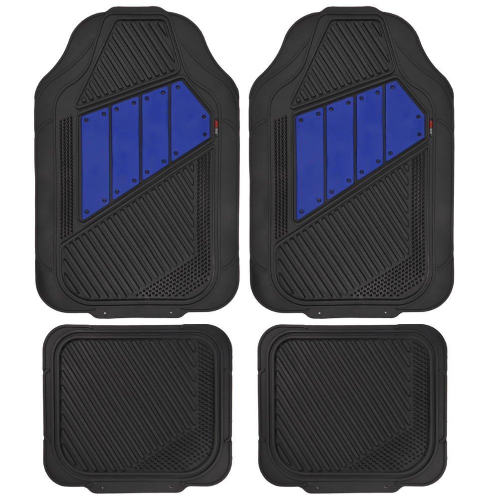 Motor Trend FlexTough 2 Tone Rubber Car Floor Mats for Auto 4 Piece - Heavy Duty All Weather Protection