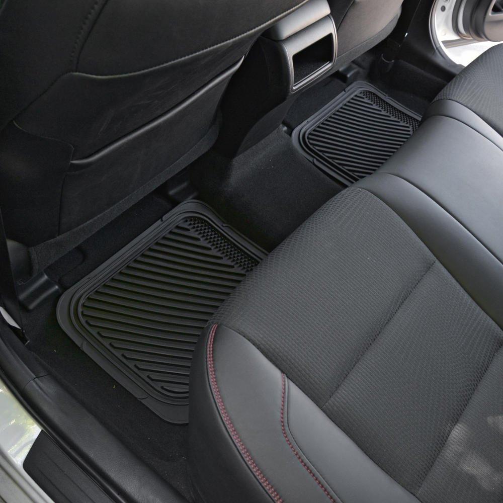 Motor Trend FlexTough 2 Tone Rubber Car Floor Mats for Auto 4 Piece - Heavy Duty All Weather Protection