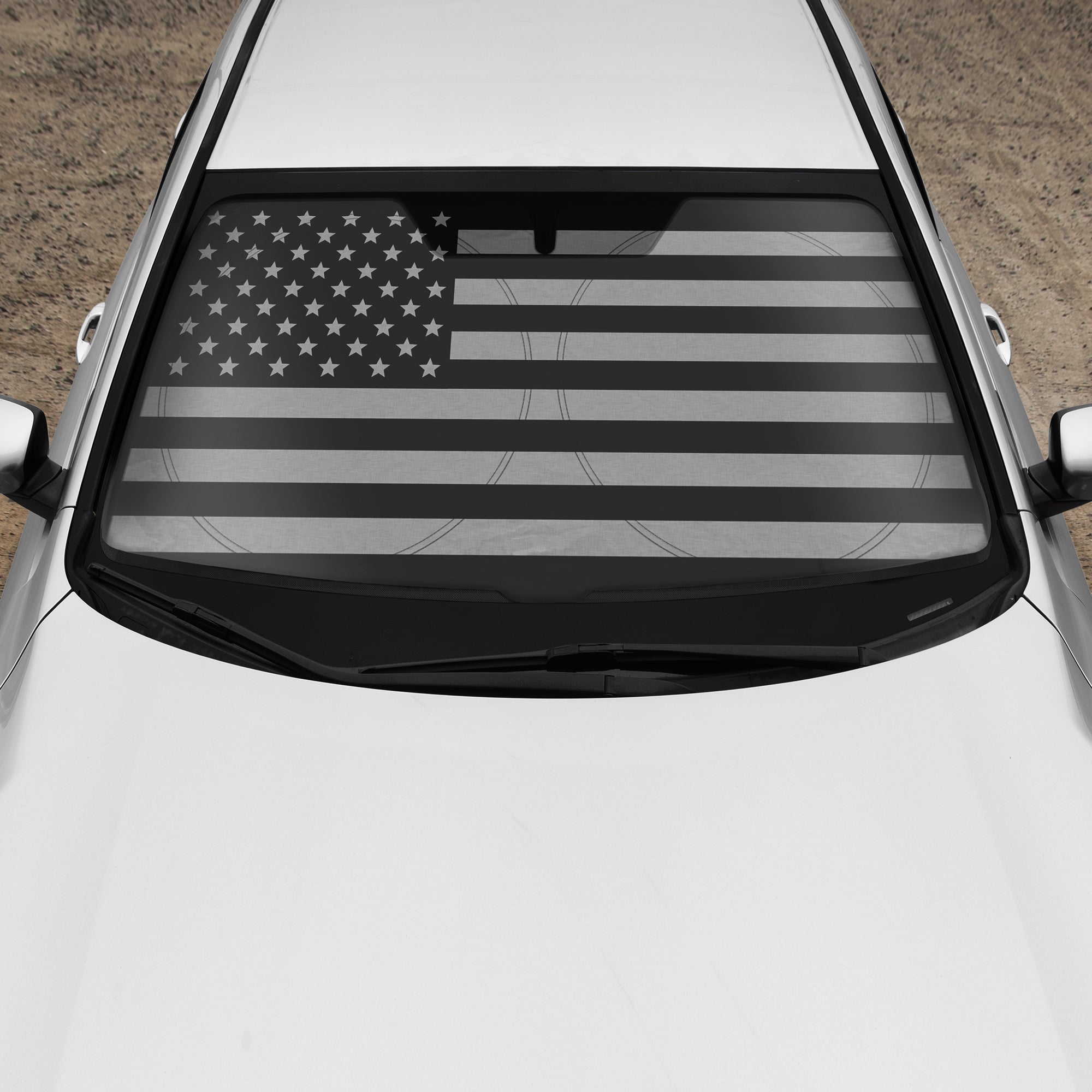 BDK USA American Black Flag Car Window Sun Shade Auto Shade for Windshield Visor, Block UV Reflect Heat to Keep Your Car SUV Truck Cool Jumbo 64"x32"