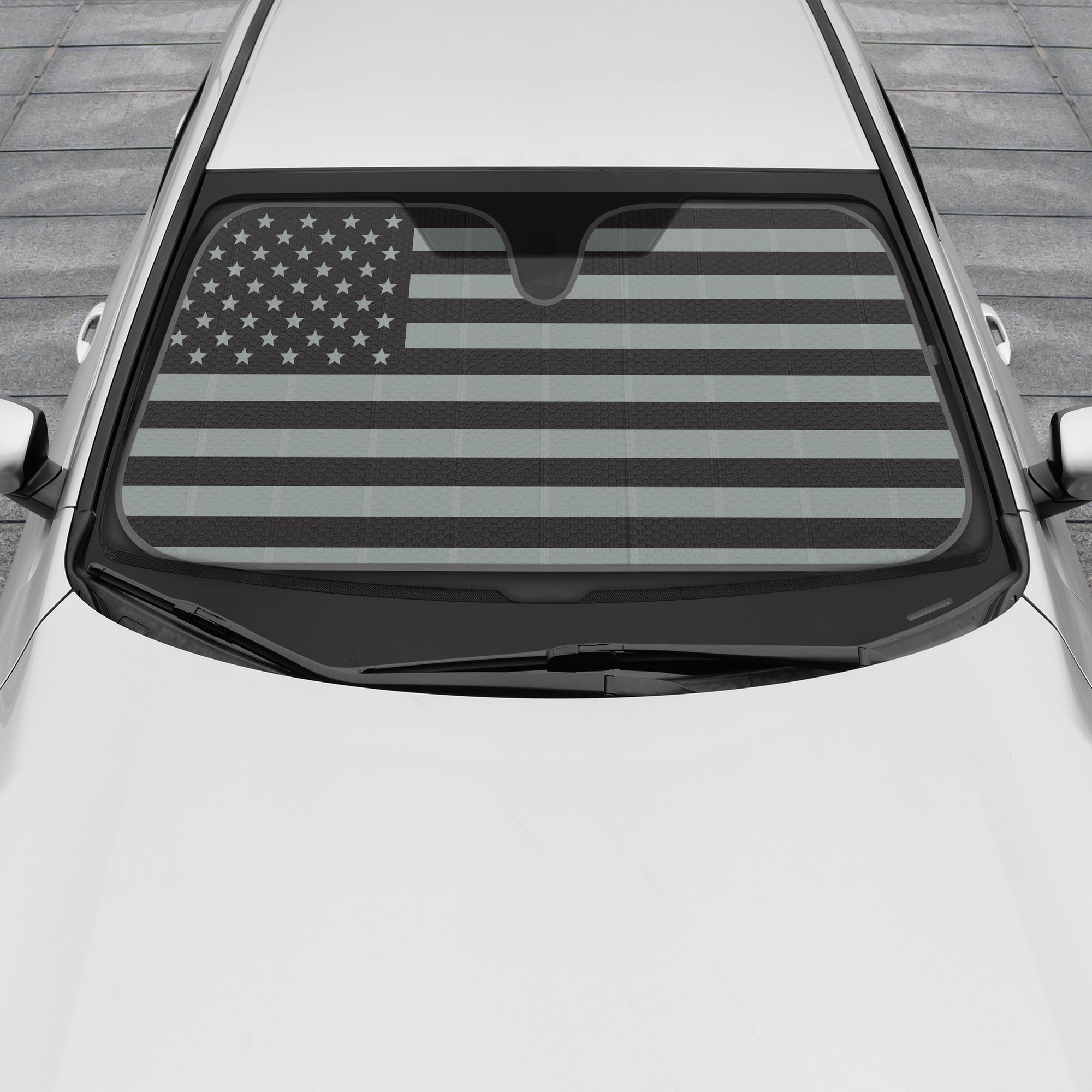 BDK American Flag Windshield Sunshade for Car Truck & SUV - Folding Car Sun Shade for Front Window, Auto Sun Visor Heat Protection, Car Sunscreen Blocks UV Rays and Keeps Vehicle Cool (58 x 27 Inch)