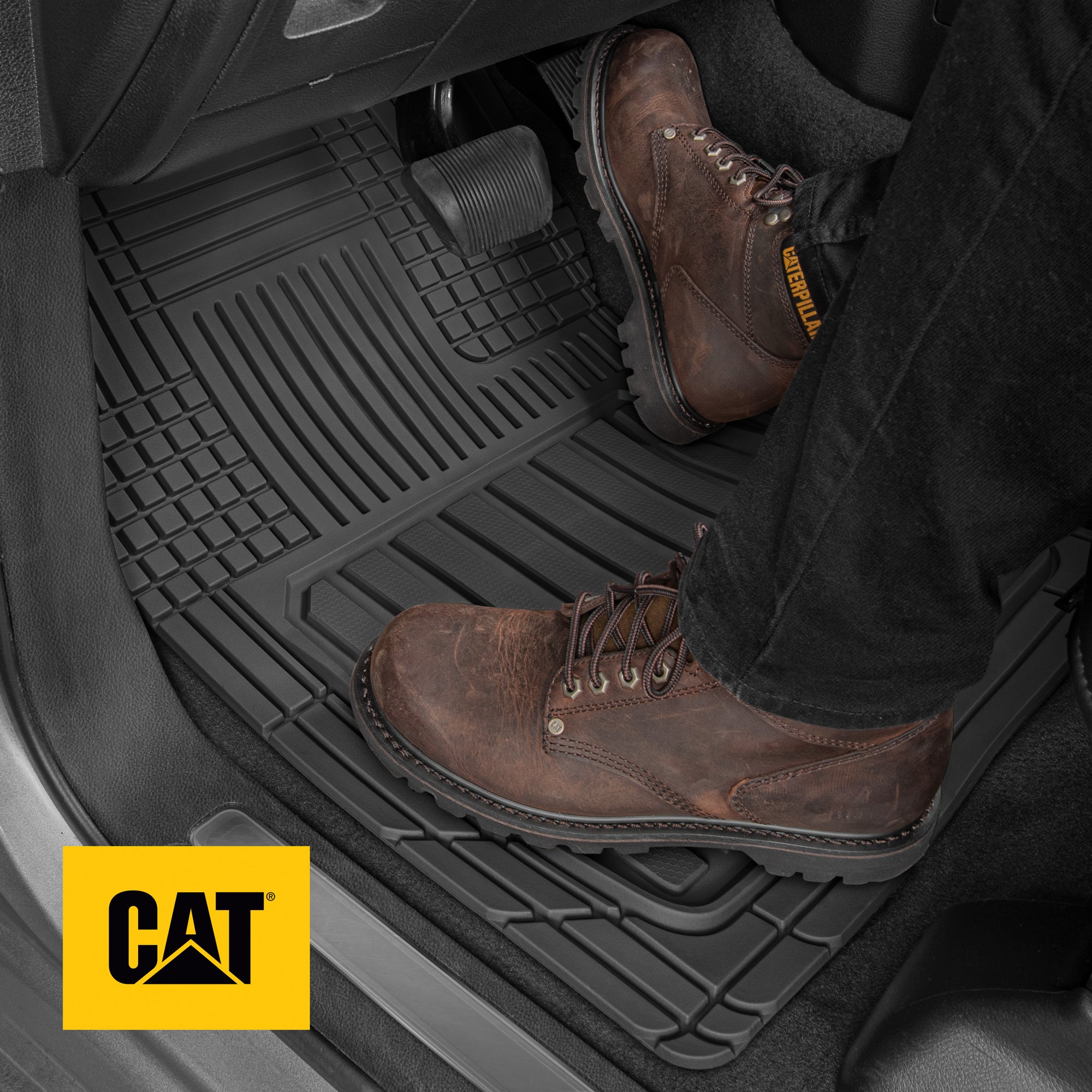 Cat® CAMT-8303 Heavy Duty Car Mats All Weather ToughLiner Floor Mat for Auto Truck SUV & Van, Full Custom Trim to Fit Rubber Liners, Total Protection, Beige