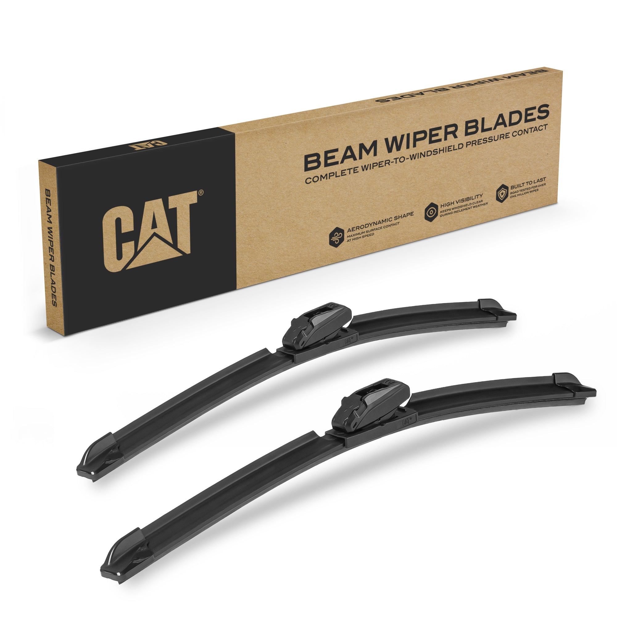 CAT C2.0 Heavy Duty Beam Windshield Wiper Blades for Cars, Trucks, Vans, Pickups, and SUVs - All Season Streak-Free, Silent, Crystal-Clear Clean