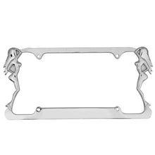 Load image into Gallery viewer, Chrome Plated Rust-Proof Die-Cast Stainless Metal License Plate Frame/Holder Universal Size - Sexy Lucky Ladies (Pack of 2)