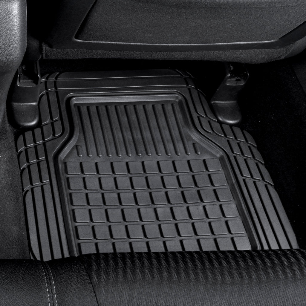 Motor Trend Flextough Semi-Custom Fit Car Floor Mats for Coupe Sedan Van SUV & Truck - Heavy Duty Rubber Floor Liners 4 Pieces Set - Trimmable (Black) (MT190)