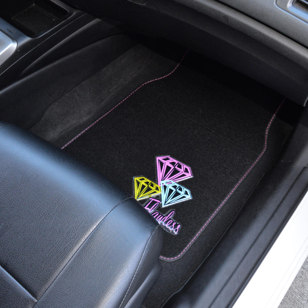 Flawless Diamonds Embossed Carpet Car Floor Mats - 4pc Set - Art & Design Series