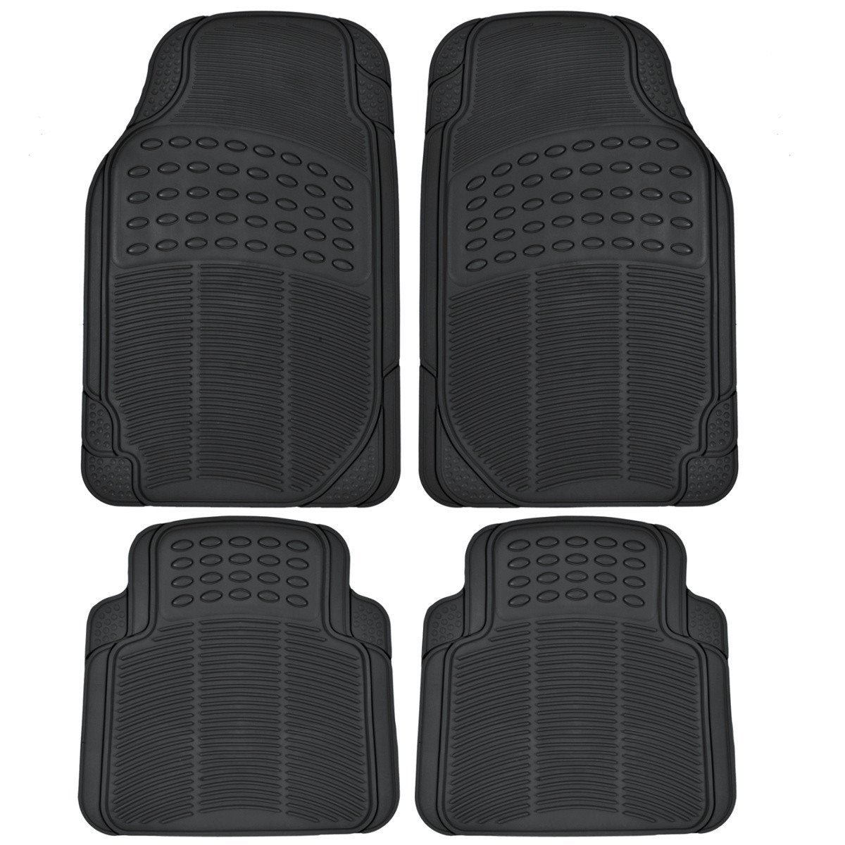 BDK 4-Piece Rubber Transparent Clear Floor Mats Heavy Duty for Front & Rear Car Truck Van SUV, All Weather Protection, Universal Fit