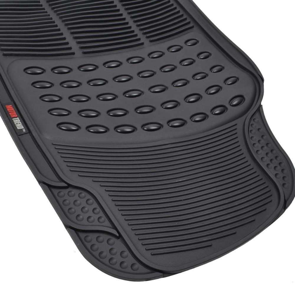 Motor Trend FlexTough Heavy Duty Car Floor Mats - 4 PC 100% Odorless & All Weatherproof (Black) - MT754BKAMw1