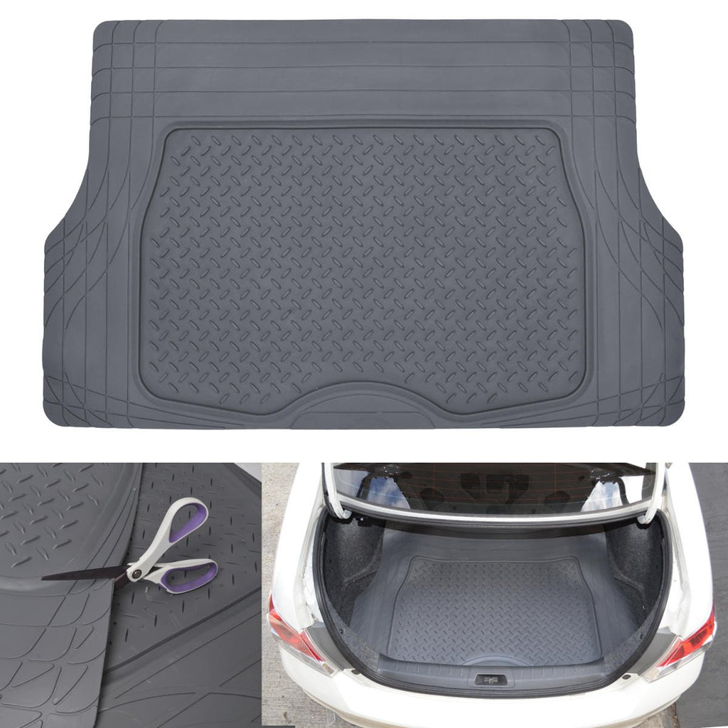Motor Trend Heavy Duty Utility Cargo Liner Floor Mats for Car Truck SUV, Trimmable to Fit Trunk, All Weather Protection