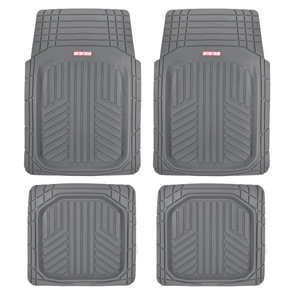 Motor Trend MT-934-BG Beige Deep Dish Rubber Floor Mats, Front & Rear for Car Truck & SUV, Thick Heavy Duty Performance, Custom Trimmable, Odorless All Weather Set