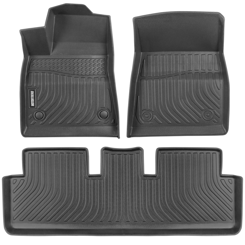 Motor Trend 3D Contour Fit Front & Rear Floor Mats for 2017-2020 Tesla Model 3 Liners, Odorless All Weather Protection