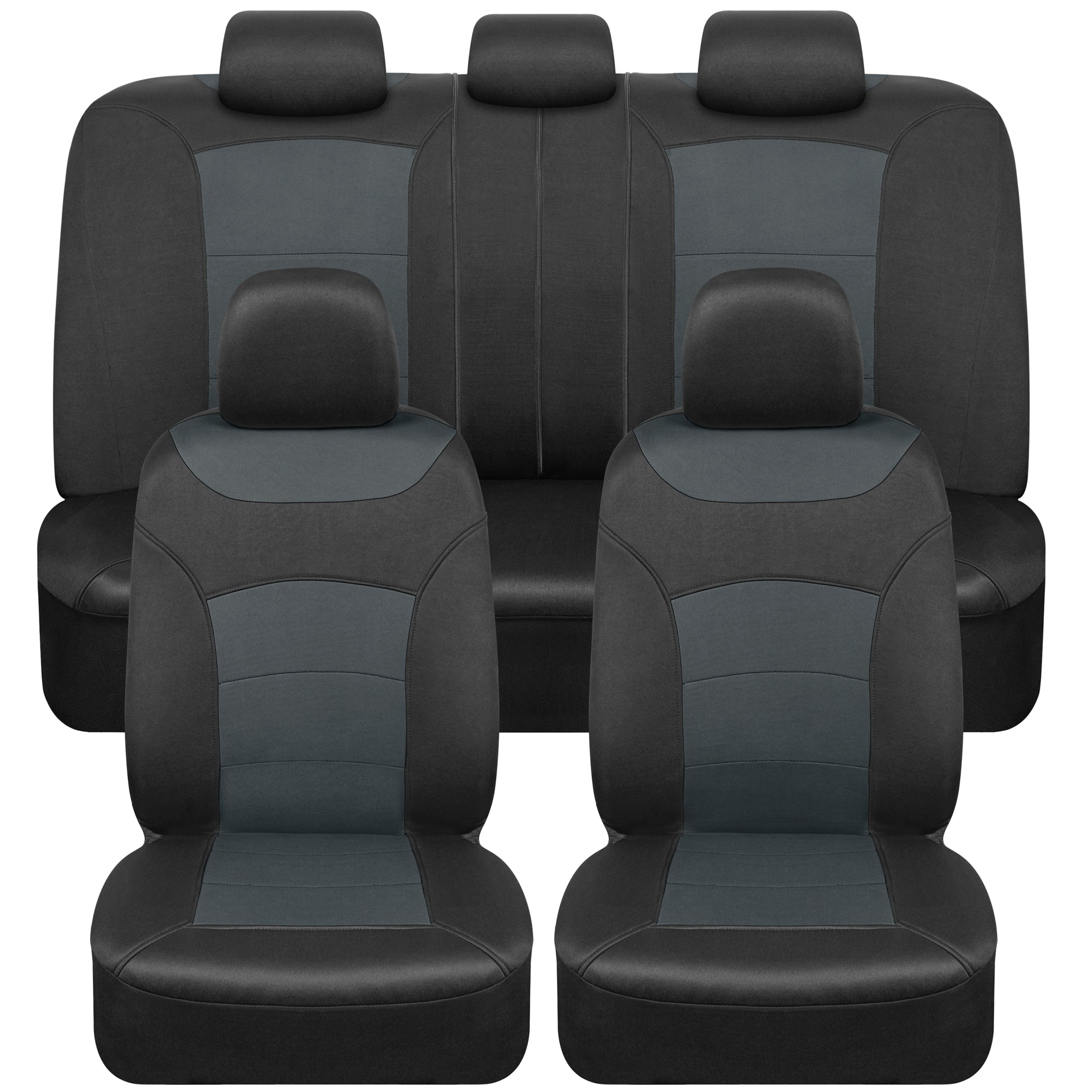 Turismo Car Seat Covers Full Set, Two-Tone Front Seat Covers for Cars with Split Rear Bench Back Seat Cover