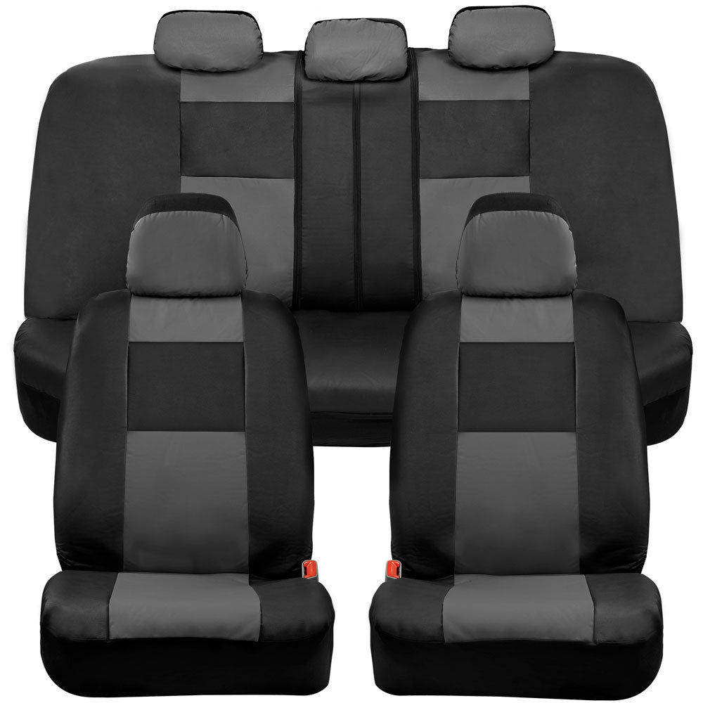 BDK Croc Skin Faux Leather Seat Covers, Full Set Gray – Front and Back Split Bench Seat Covers, Airbag Compatible, Interior Covers for Cars Trucks Vans and SUVs